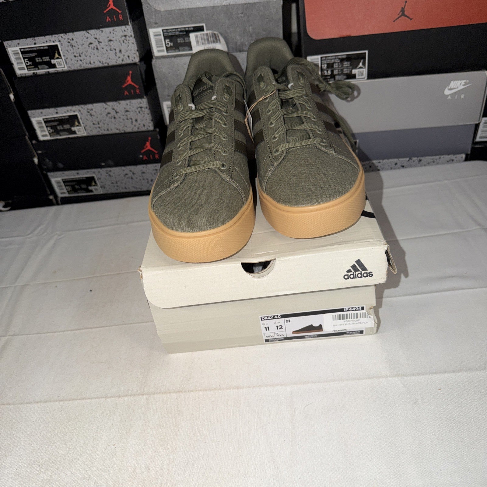 adidas Daily 4.0 Skateboarding Shoes Olive Green, Gum, Size 11  US IF4494