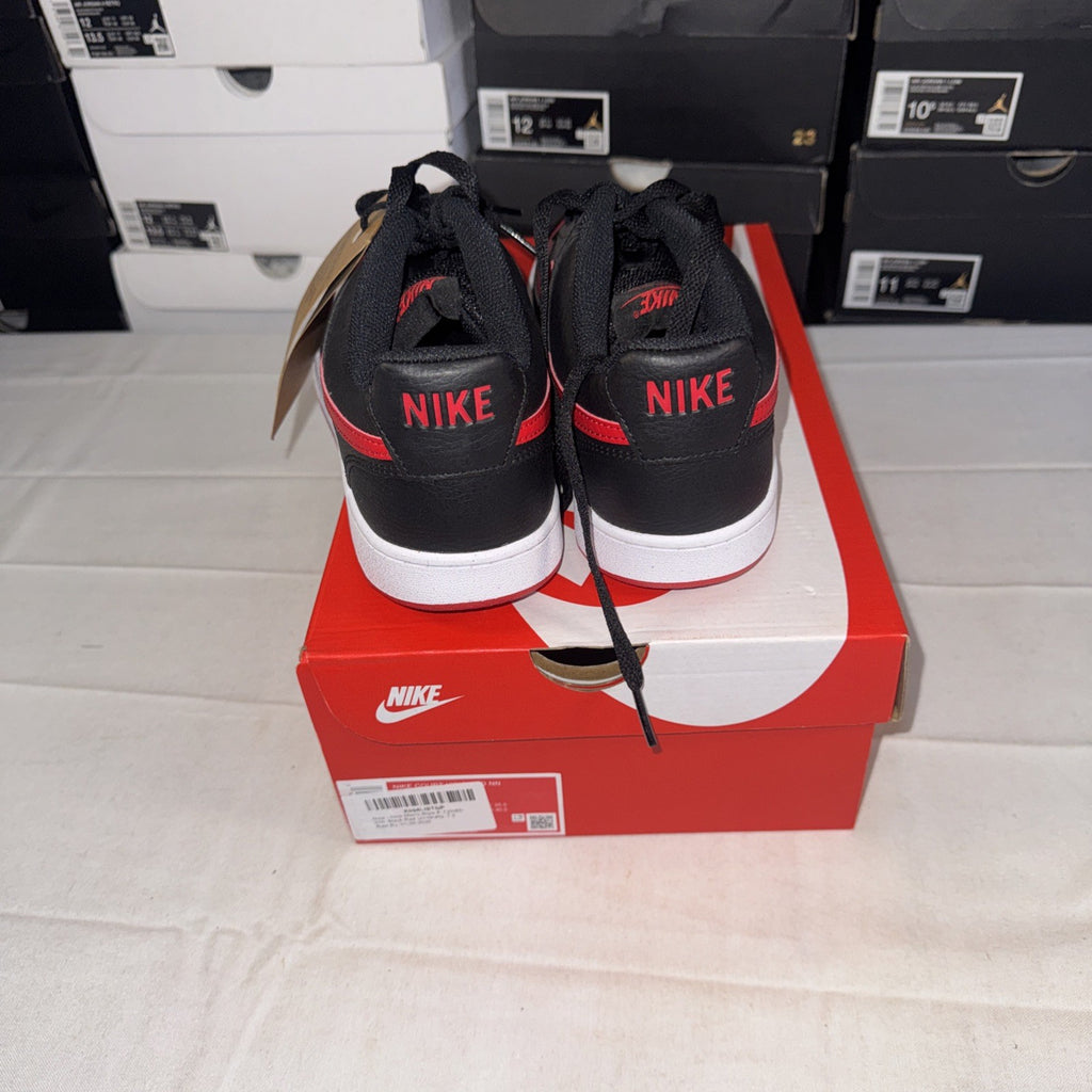 Nike Court Vision Low Top Shoes Black/Red, Size 7.5, FJ0685-010