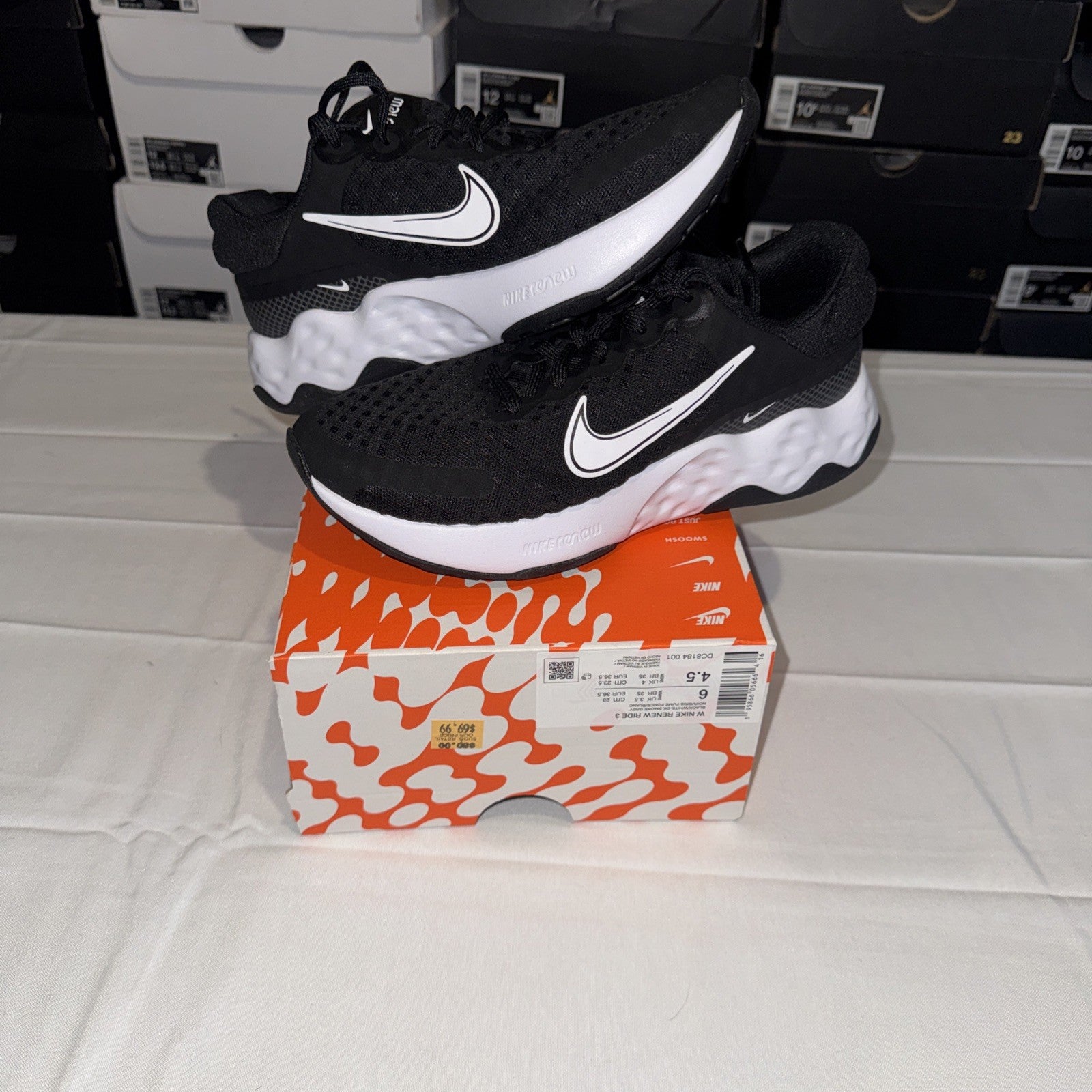 Nike Renew Ride 3 Women's Running Shoes, Size 6, Black/White, DC8184-001