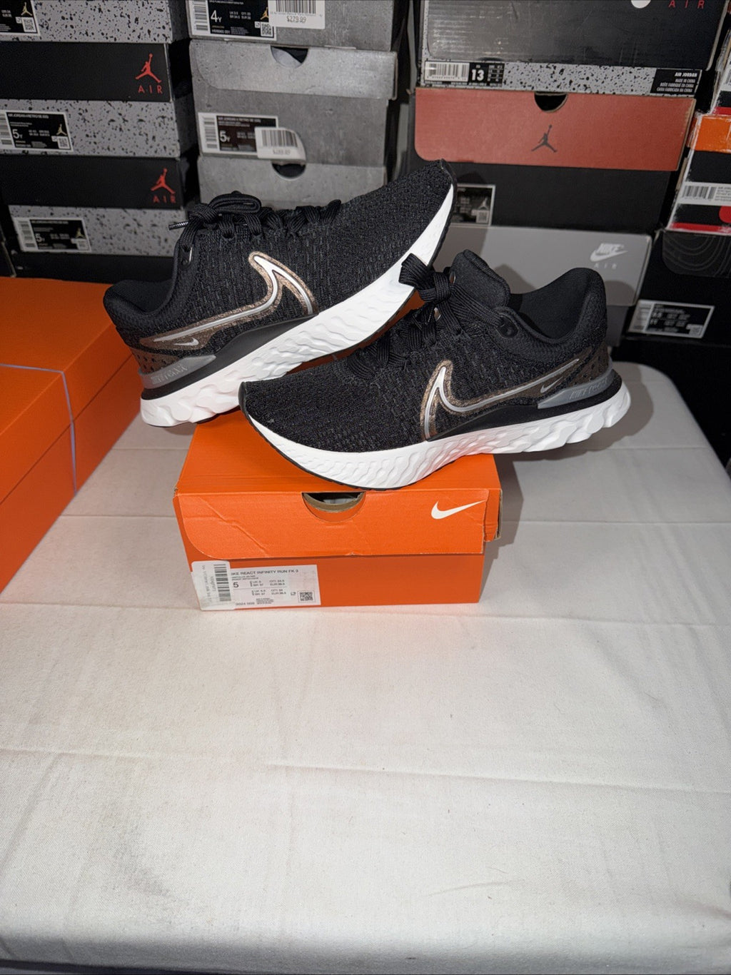 WMNS React Infinity Run Flyknit 3 Black Metallic Copper DD3024-009, Size 8.5