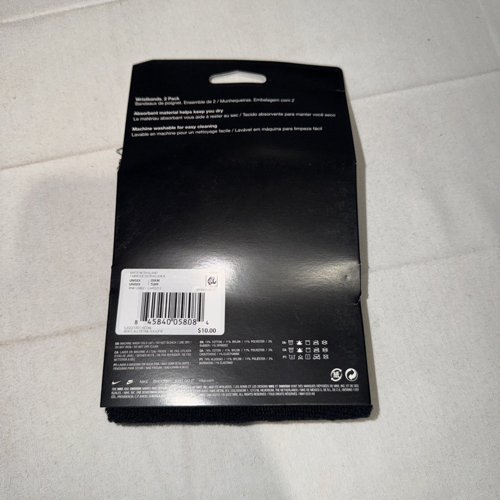 Nike Wristbands 2-Pack Black With White Swoosh