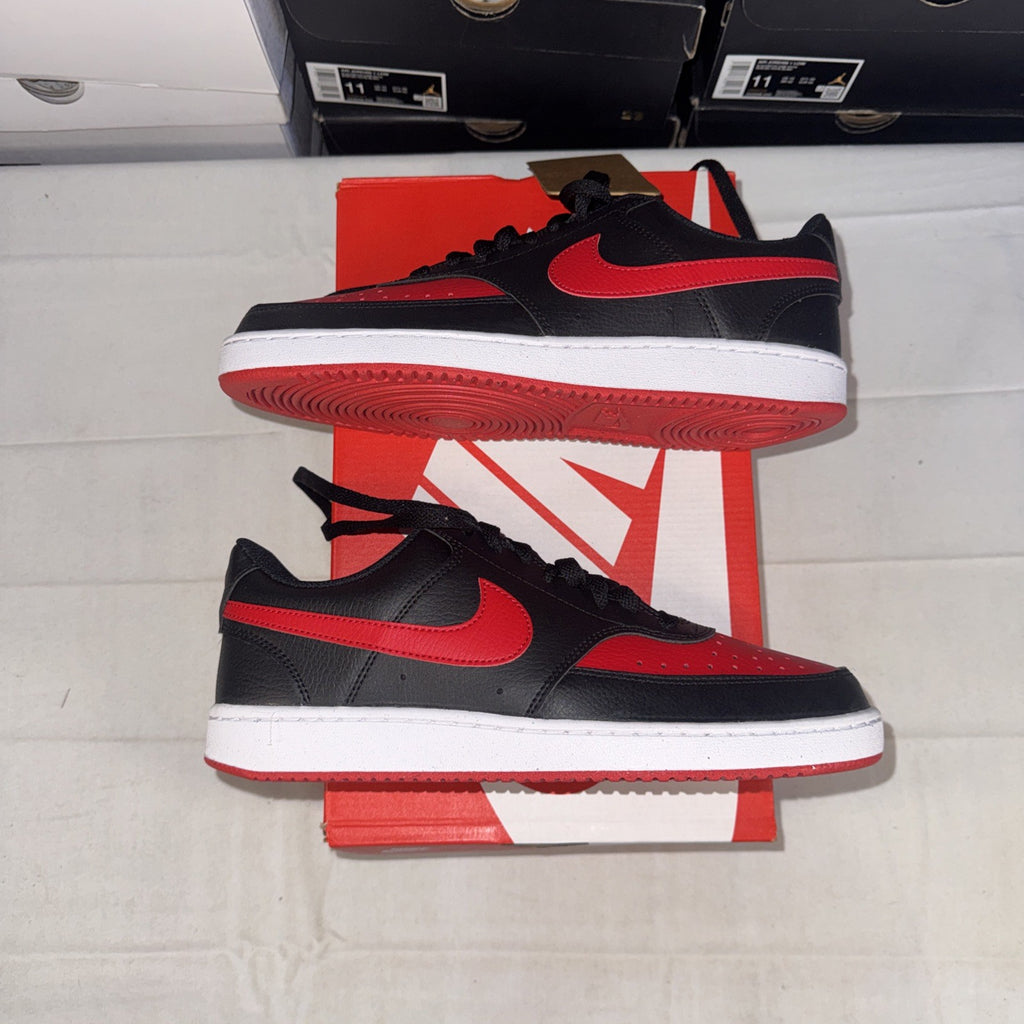 Nike Court Vision Low Top Shoes Black/Red, Size 8, FJ0685-010