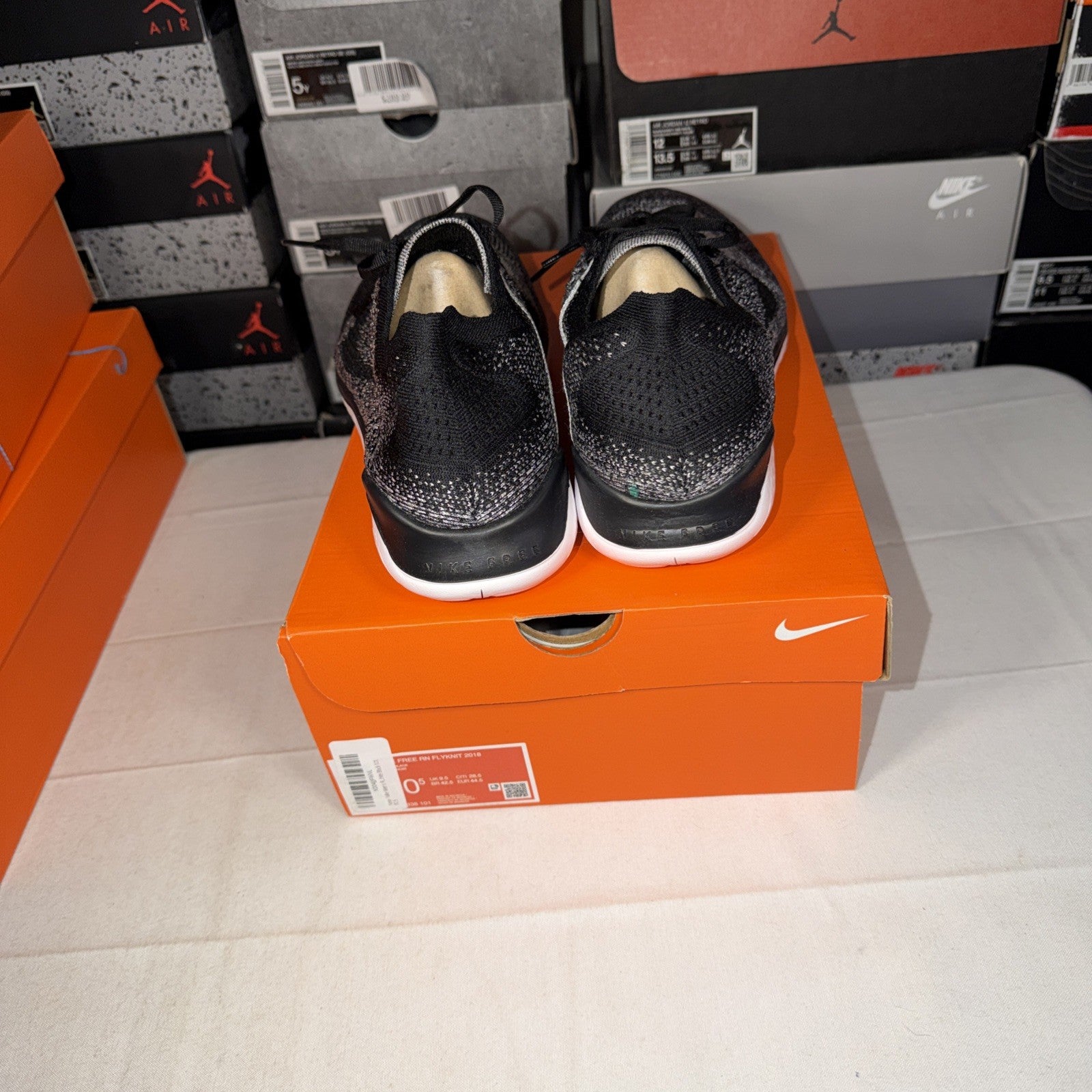 Nike Free RN Flyknit 2018 White Black 942838-101 Size 10.5