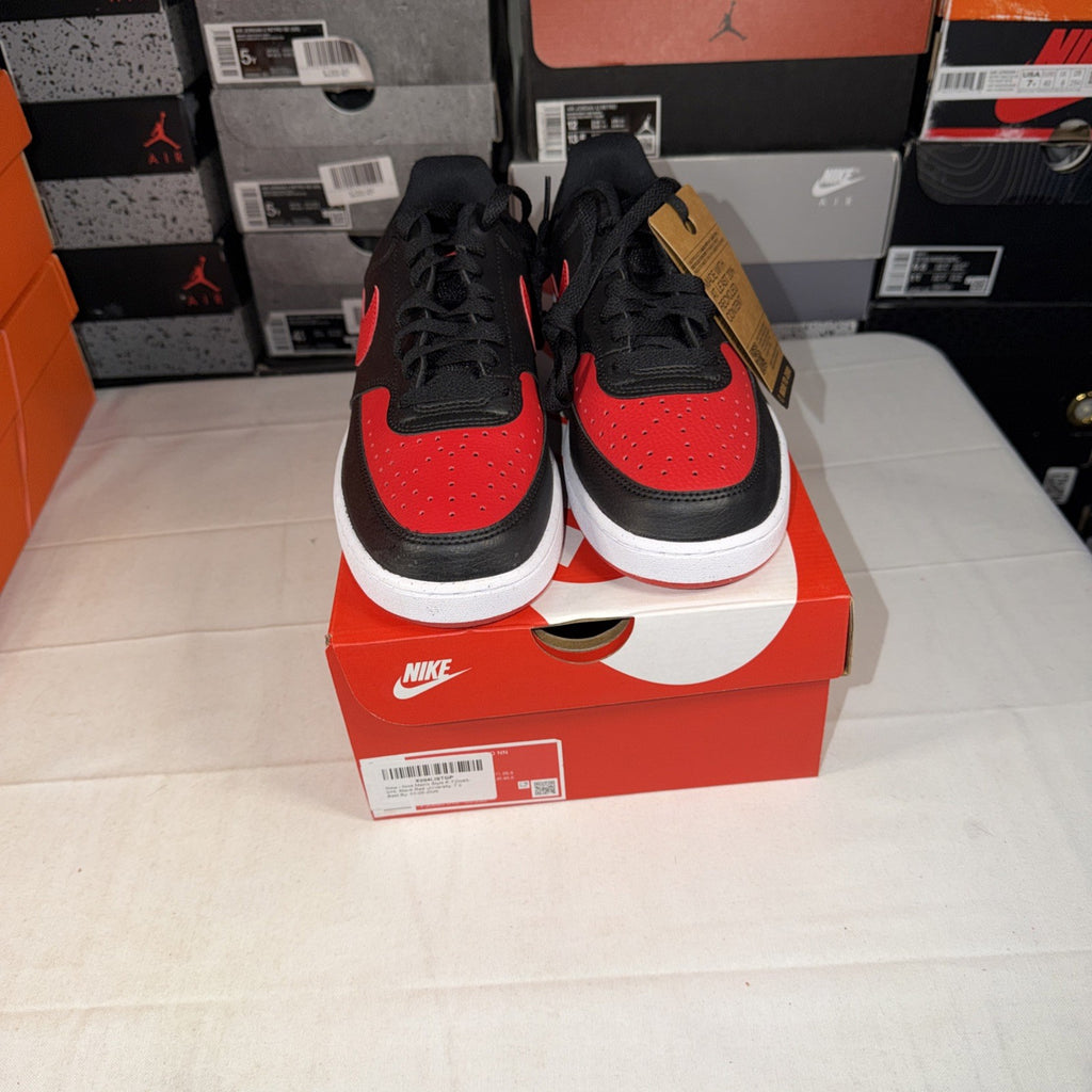 Nike Court Vision Low Top Shoes Black/Red, Size 7.5, FJ0685-010