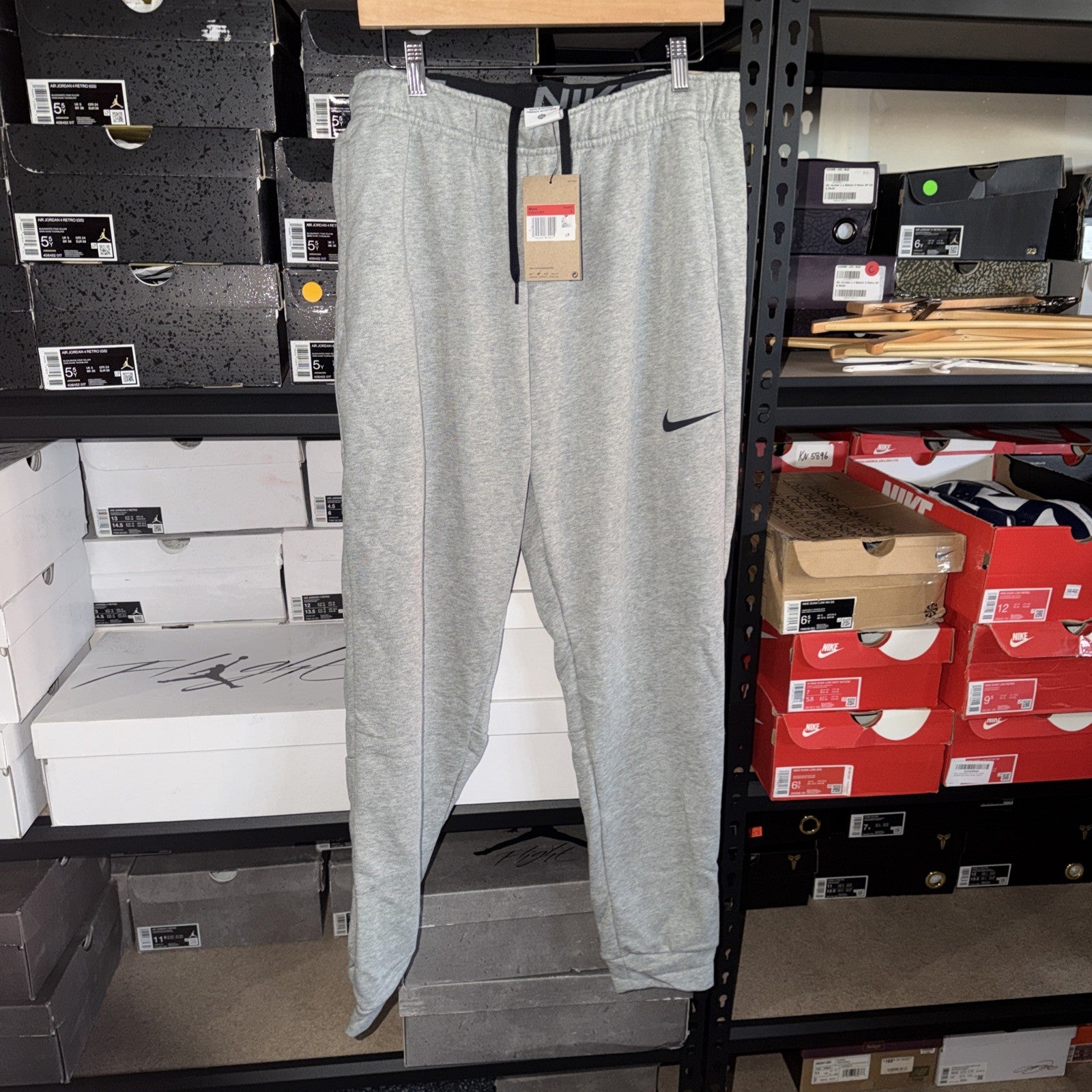Nike Men Large Gray Heather Jogger Dri Fit Training Tapered Fitness Sweats 0130