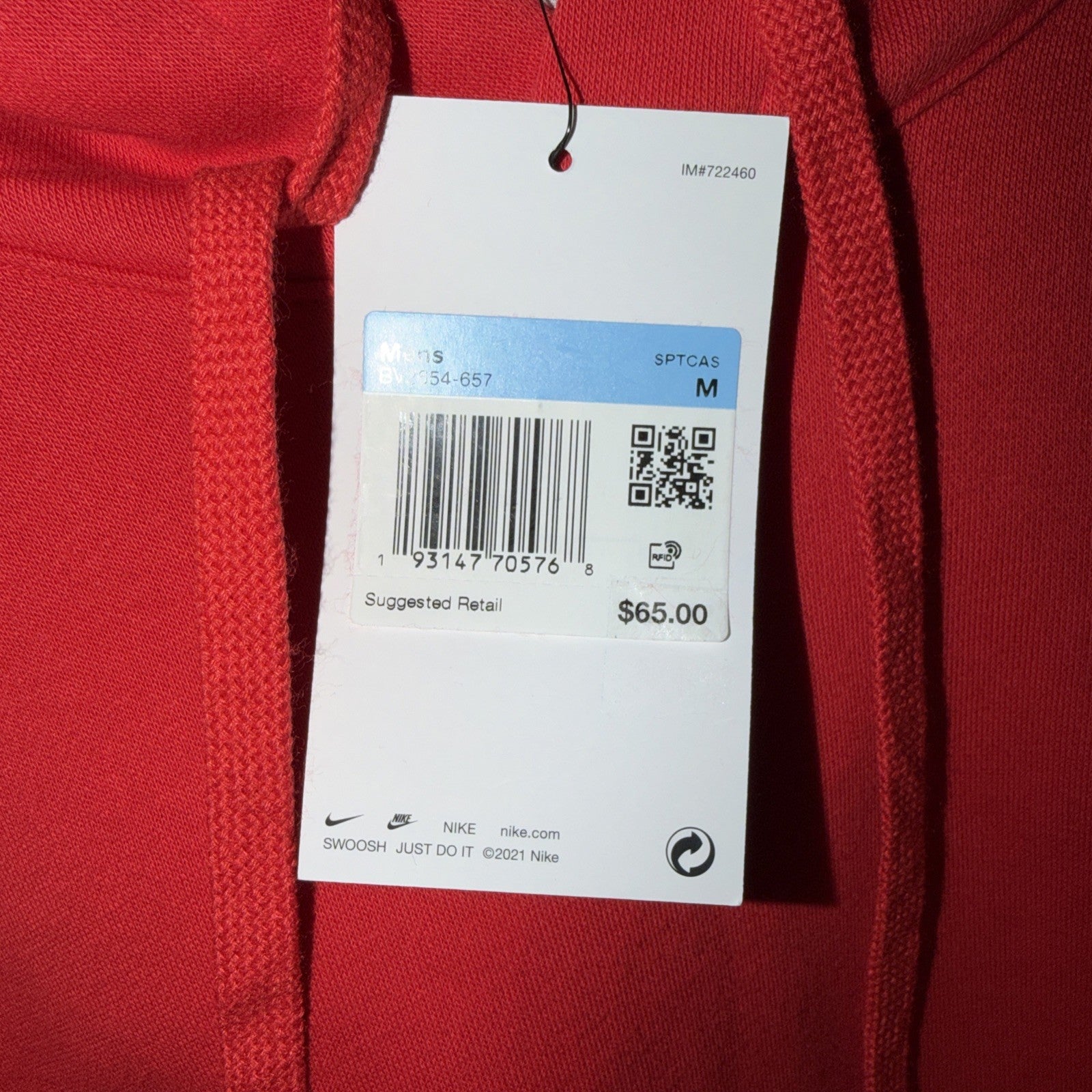 Nike Sportswear Club Fleece Hoodie University Red BV2654-657 Mens Med 0035-0038