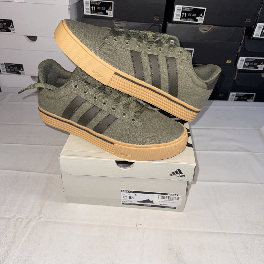adidas Daily 4.0 Skateboarding Shoes Olive Green, Gum, Size 10.5 US IF4494