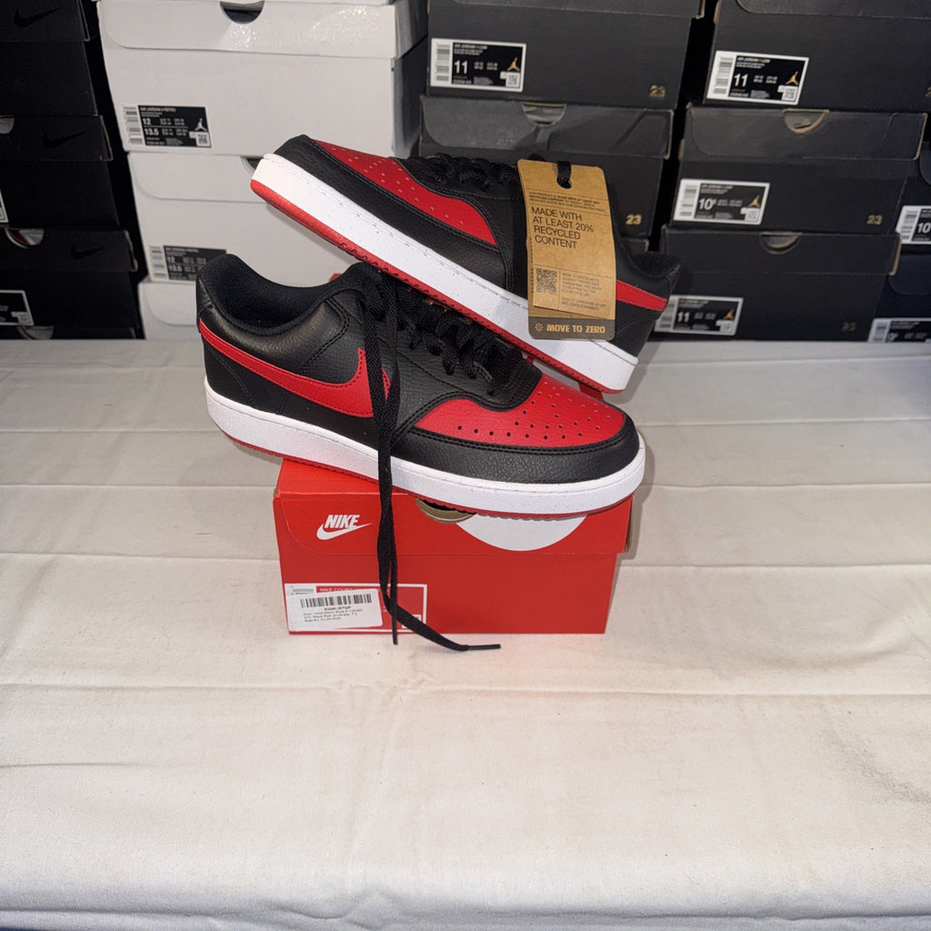 Nike Court Vision Low Top Shoes Black/Red, Size 7.5, FJ0685-010