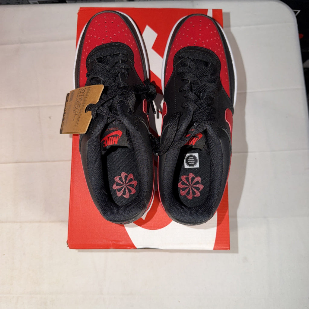 Nike Court Vision Low Top Shoes Black/Red, Size 7.5, FJ0685-010