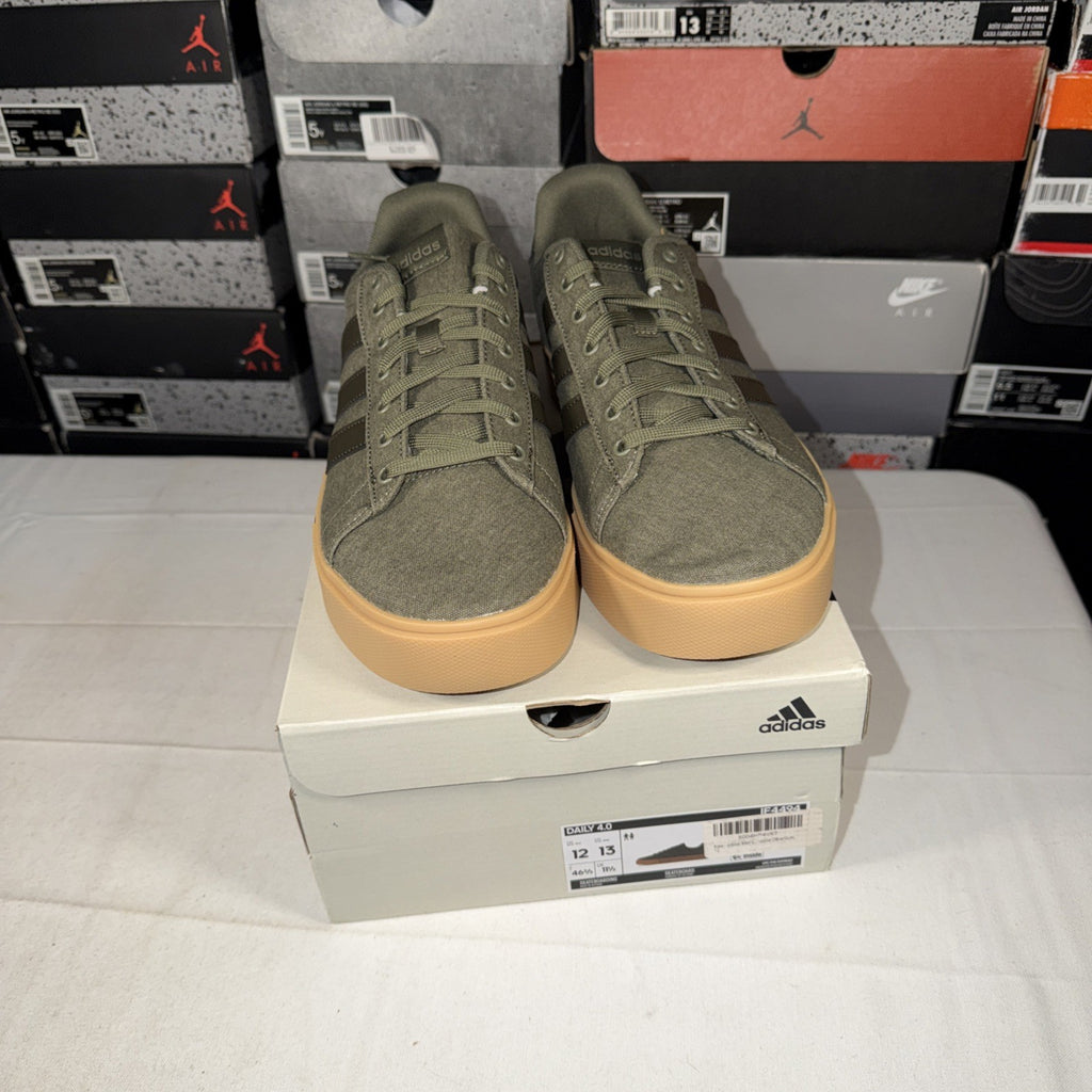 adidas Daily 4.0 Skateboarding Shoes Olive Green, Gum, Size 12 US IF4494