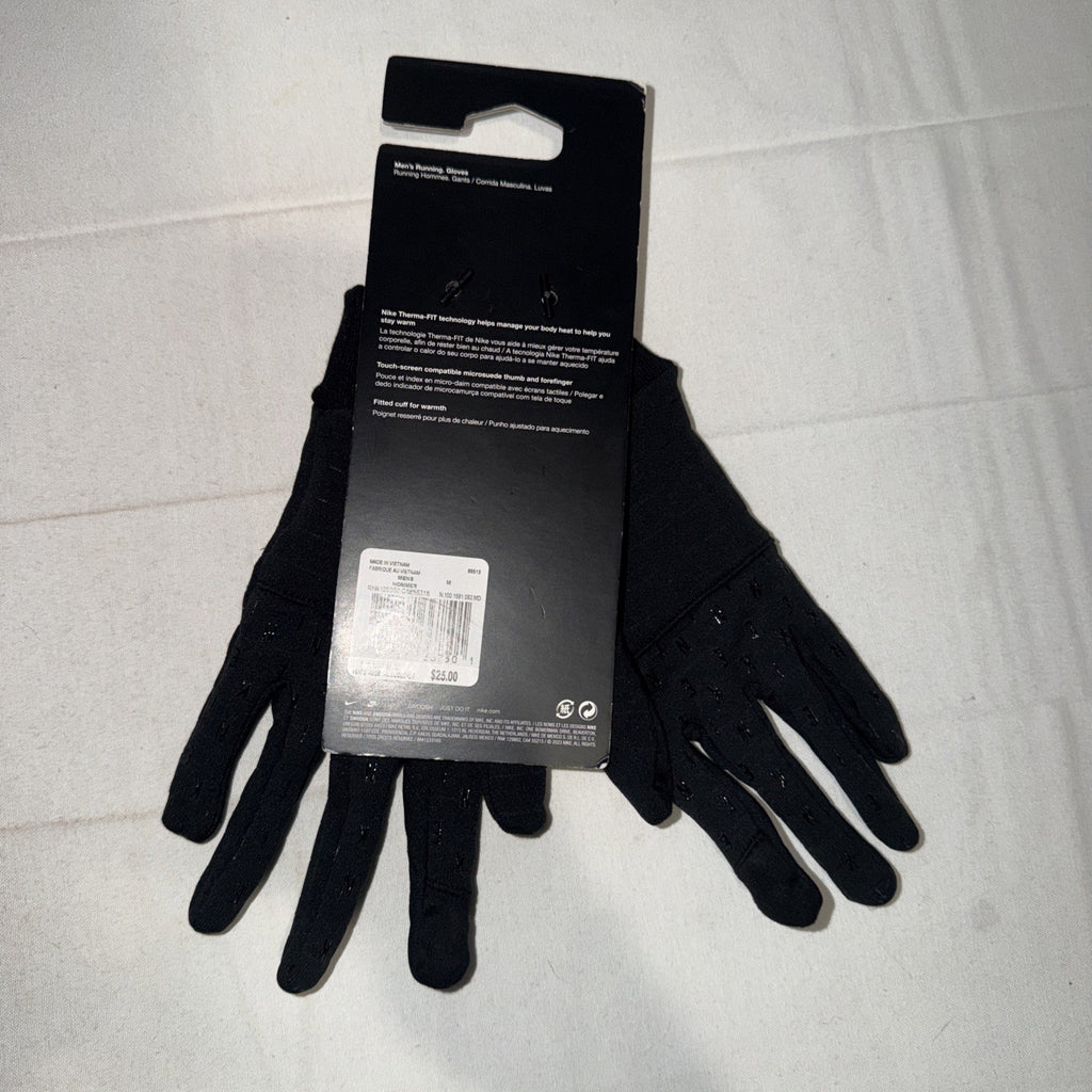 Nike Running Glove Sz M Therma-Fit Touch Screen Black/Silver New NWT 0270-0271