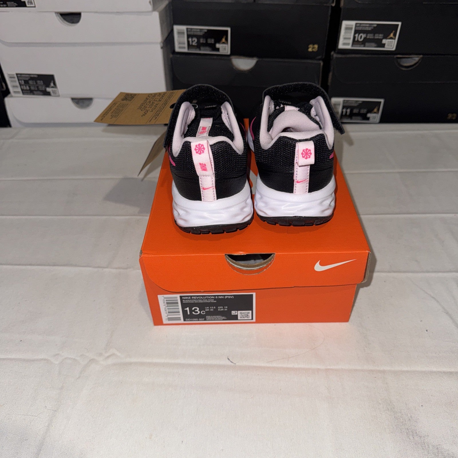 Nike Revolution 6 Black Hyper Pink Running Shoes Size 13C, DD1095-007