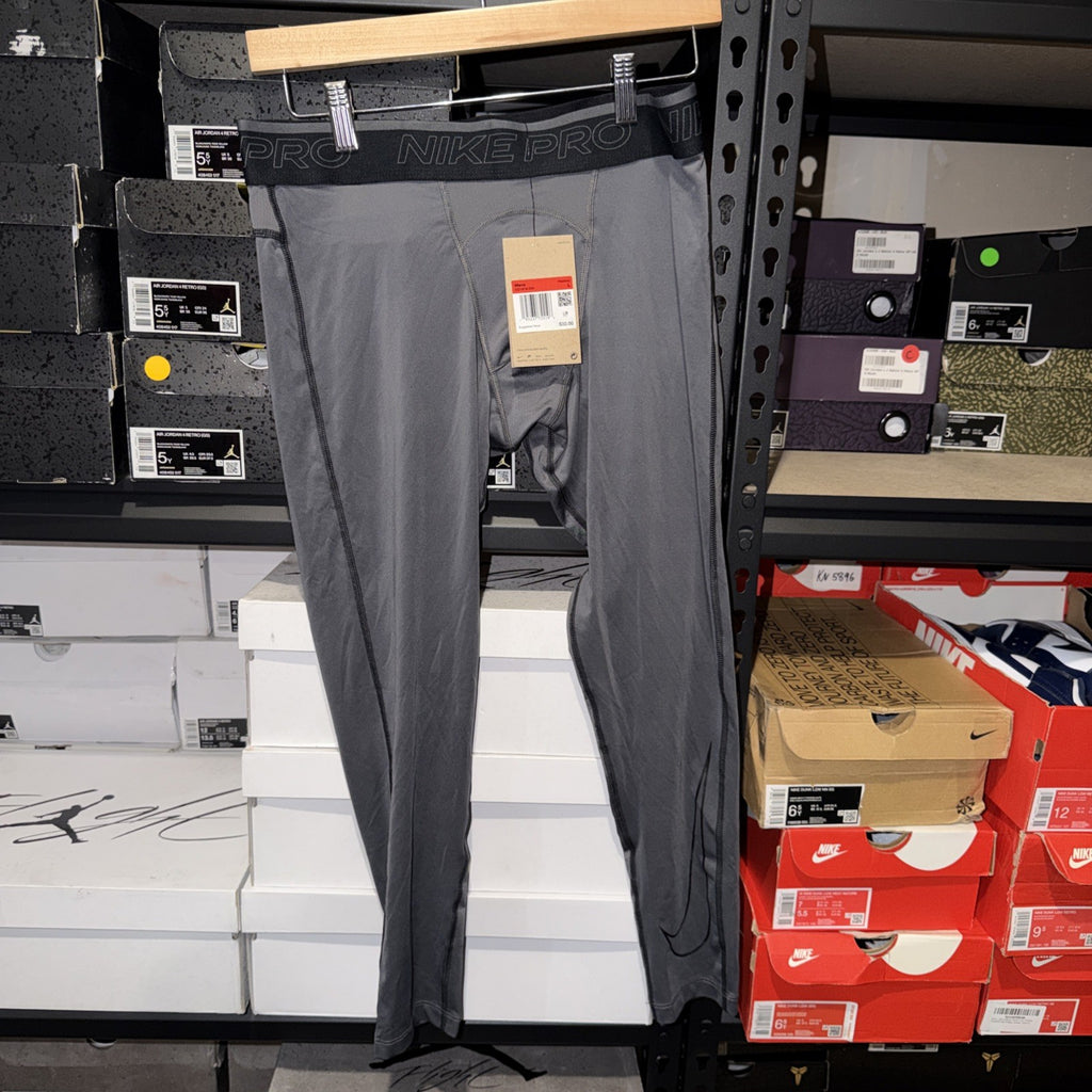 New Men's Nike Pro Full Length Dri-FIT Training Tights Grey Size L 0204-0205