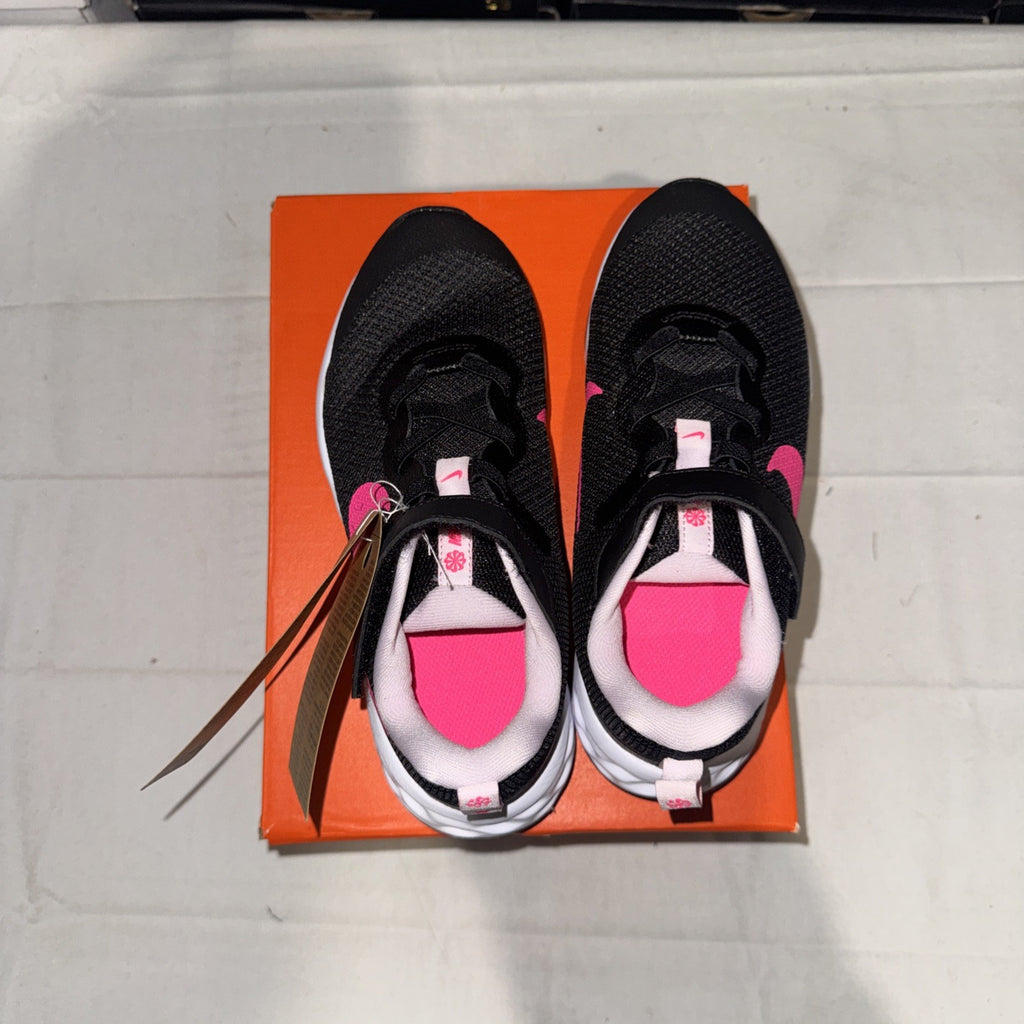 Nike Revolution 6 Black Hyper Pink Running Shoes Size 1.5Y, DD1095-007