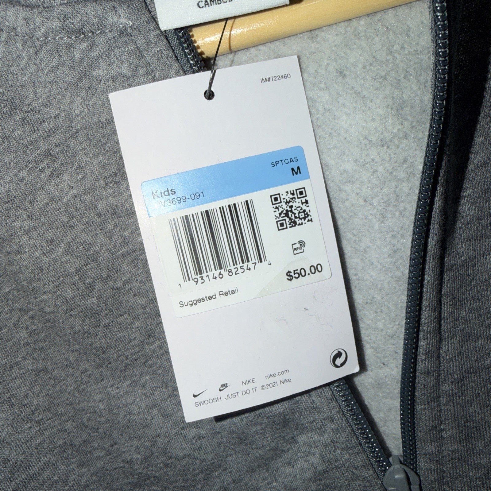 Nike Sportswear Boys Club Full-Zip Hoodie Size Sweatshirt Size Large 0006