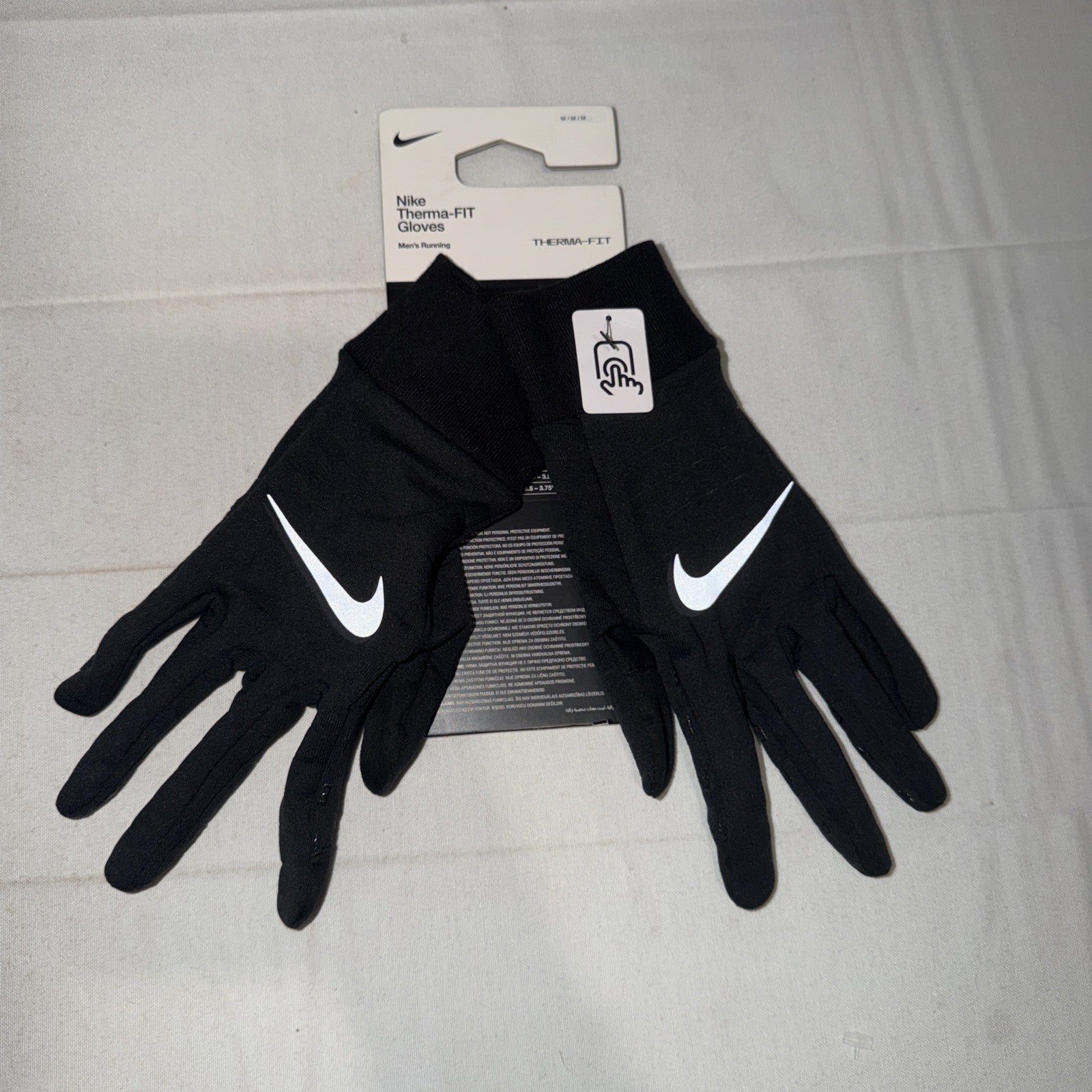 Nike Running Glove Sz M Therma-Fit Touch Screen Black/Silver New NWT 0270-0271