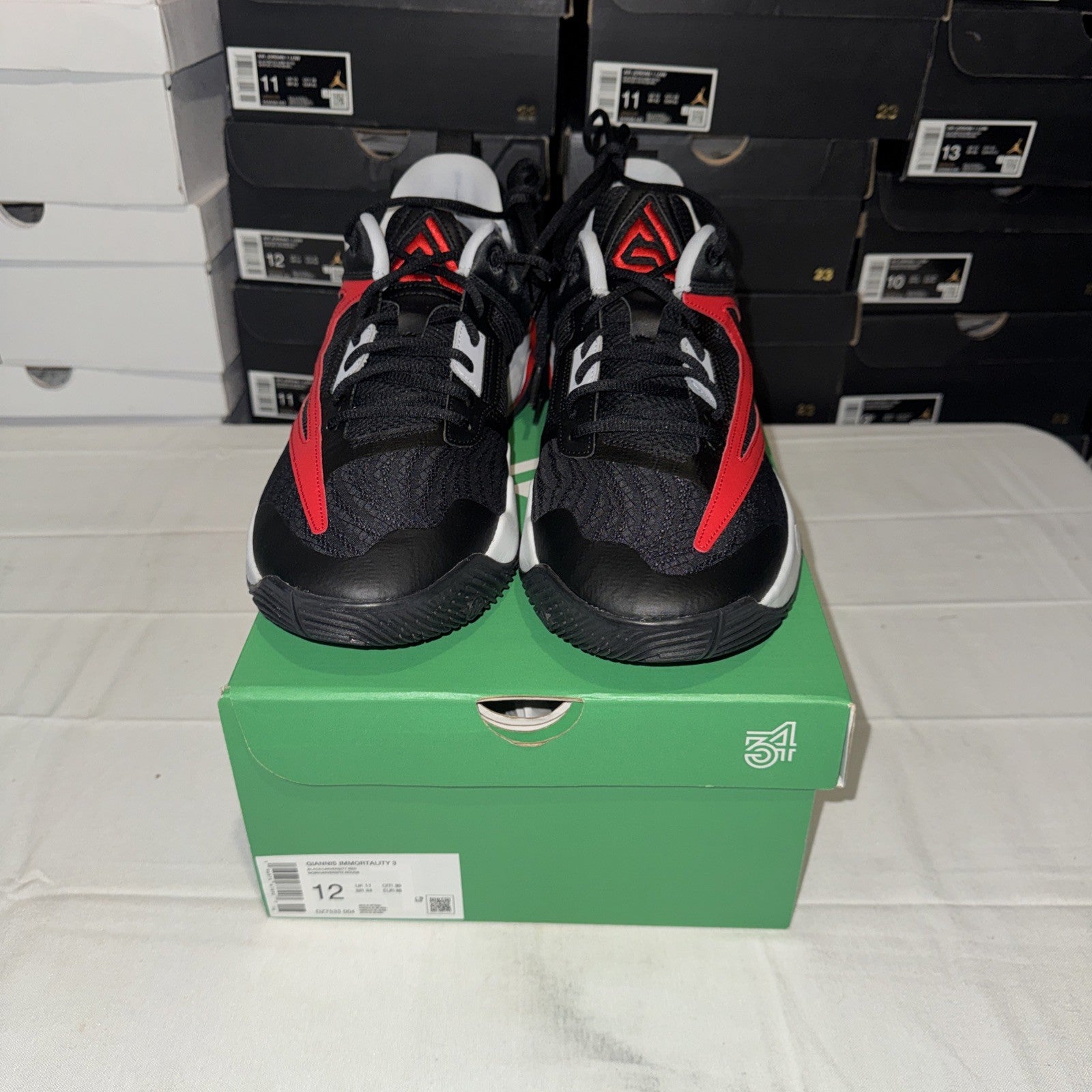 Nike Giannis Immortality 3 Sneakers Black/University Red, Size 12, DZ7533-004