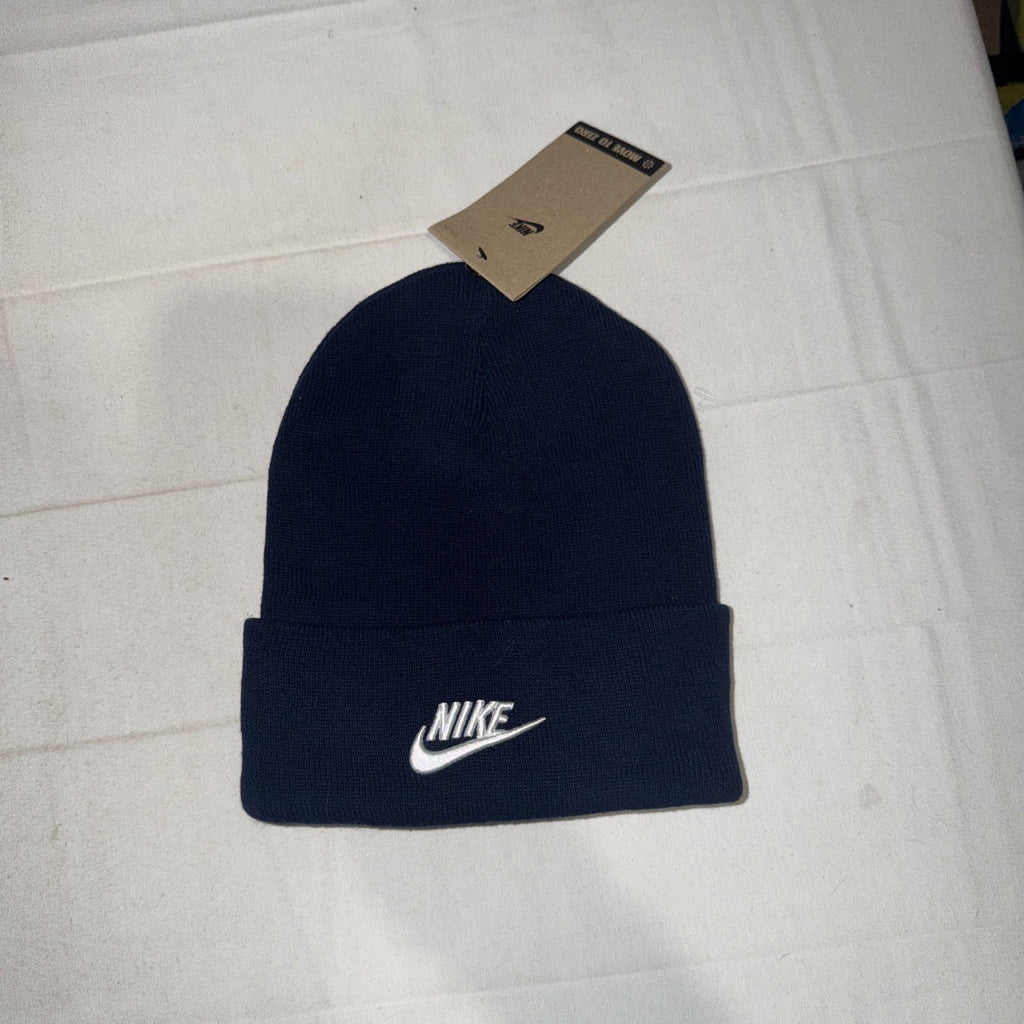 NWT NIKE SPORTSWEAR KNIT SOFT COTTON FUTURA LOGO SKI HAT URBAN NAVY BLUE 0260