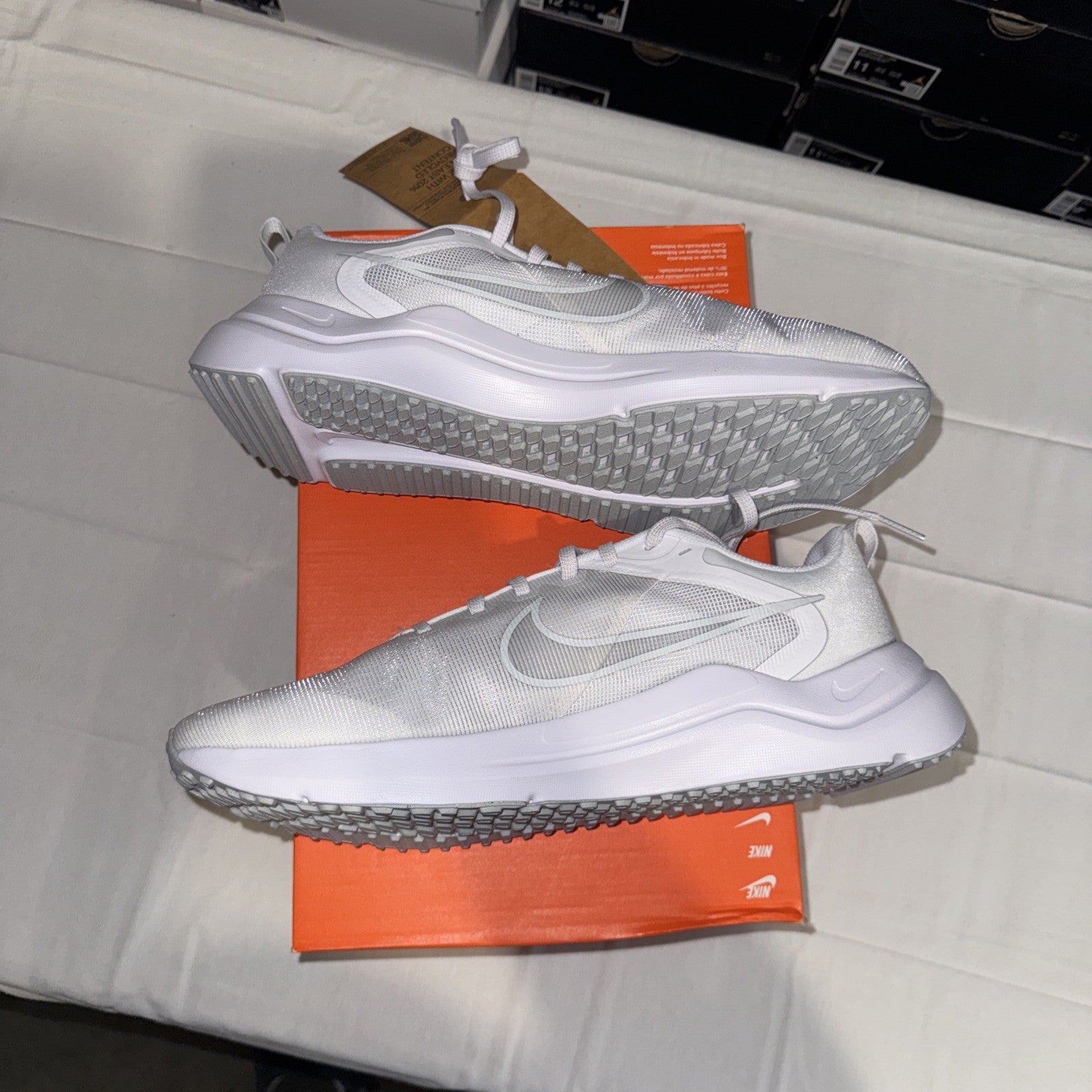 Nike Men's Downshifter 12 Running shoes White Platinum White Size 12 New