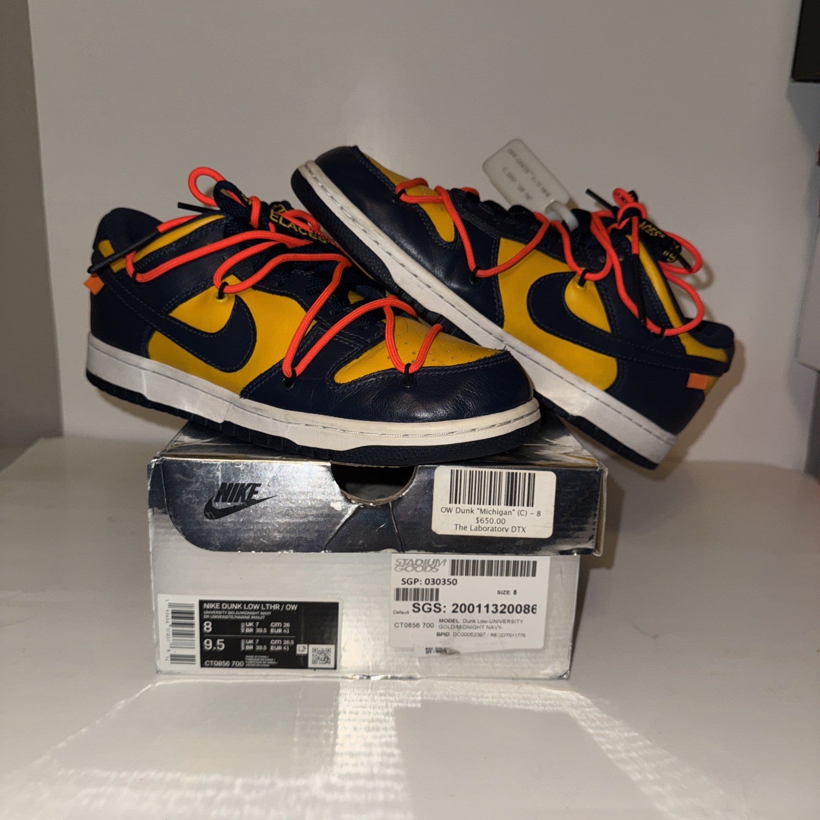 Size 8 - Nike Dunk Low x OFF-WHITE University Gold 2019