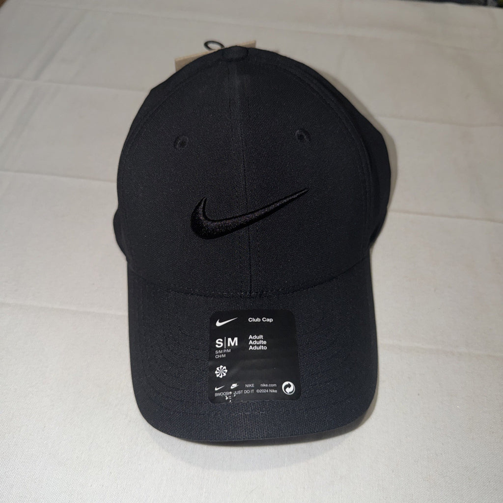 NWT Nike Dri-Fit Club Cap Adult Size S/M Black Hat Golf Running 0050-0053
