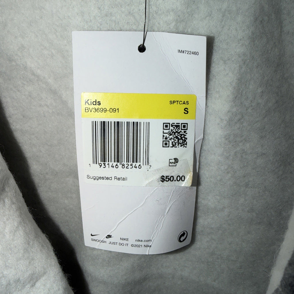 Nike Sportswear NSW Kids Full Zip Emroidery Hoodie Jacket GREY Small NWT 0090