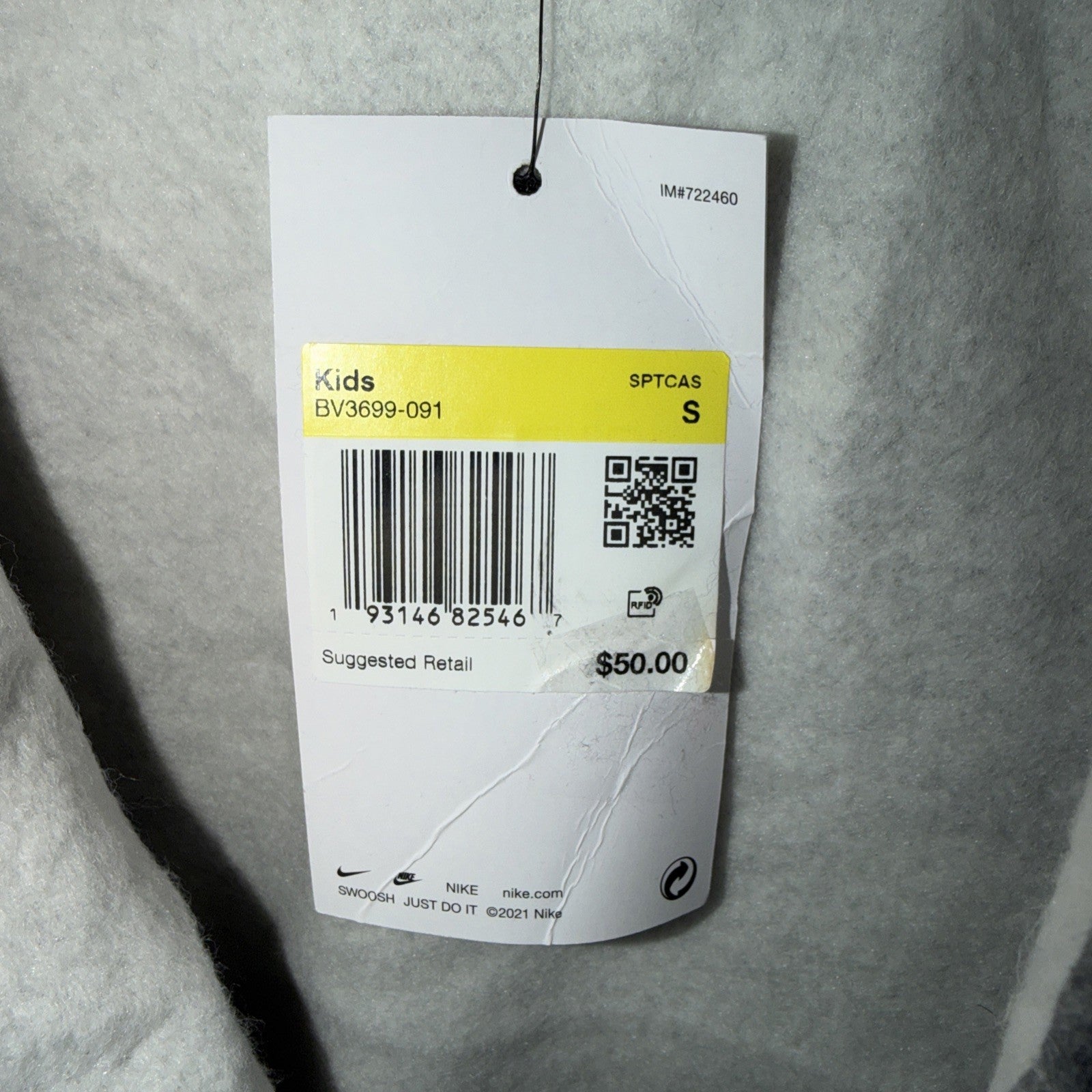 Nike Sportswear NSW Kids Full Zip Emroidery Hoodie Jacket GREY Small NWT 0090