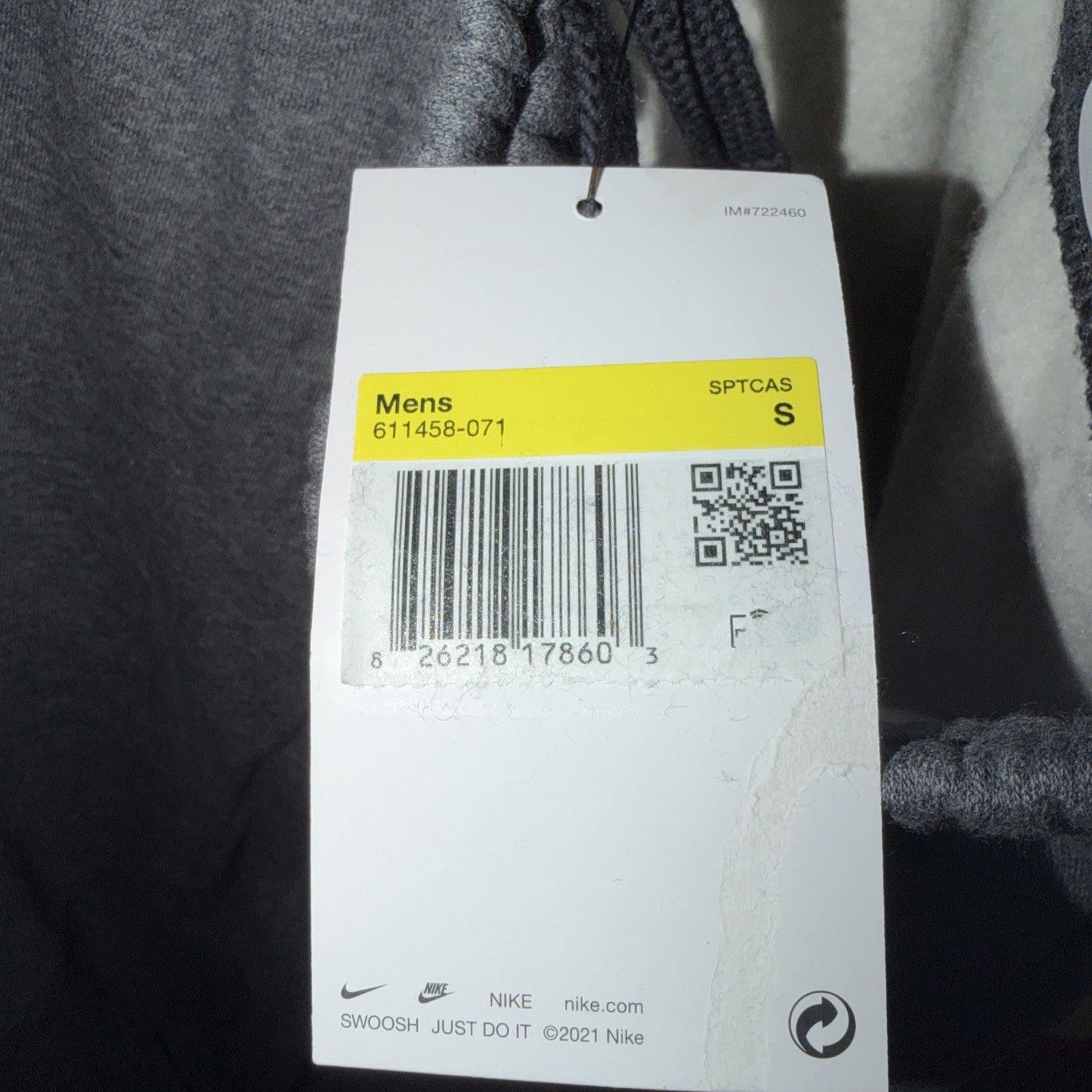 *NEW* NIKE Mens Sportswear Fleece Sweatpants Charcoal Grey Size-S 0087