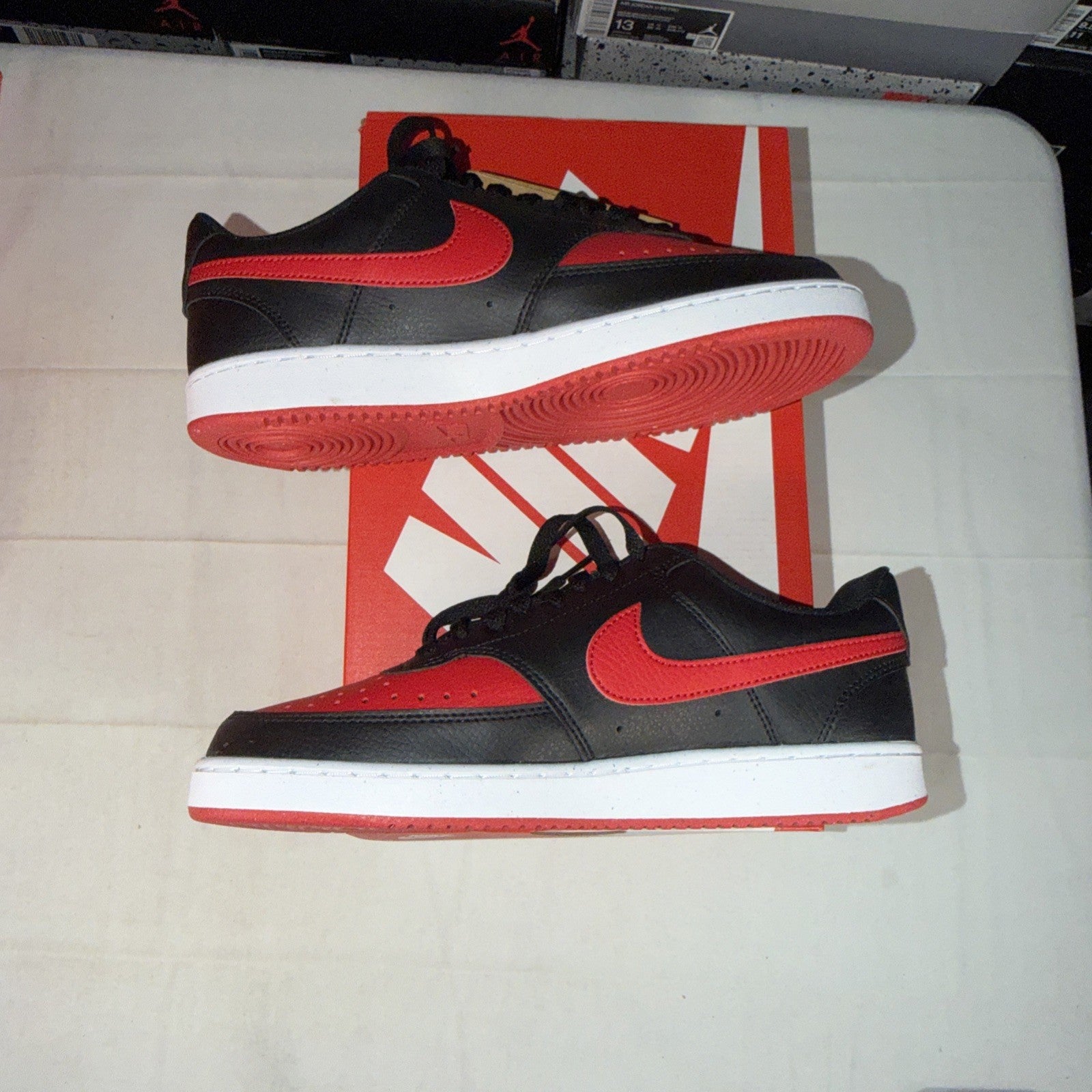Nike Court Vision Low Top Shoes Black/Red, Size 7.5, FJ0685-010