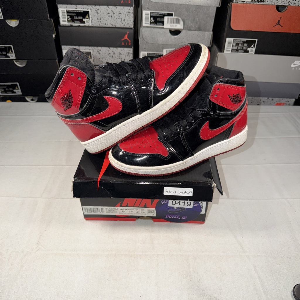 Air Jordan 1 Retro High OG GS Patent Bred Size 5Y 575441-063