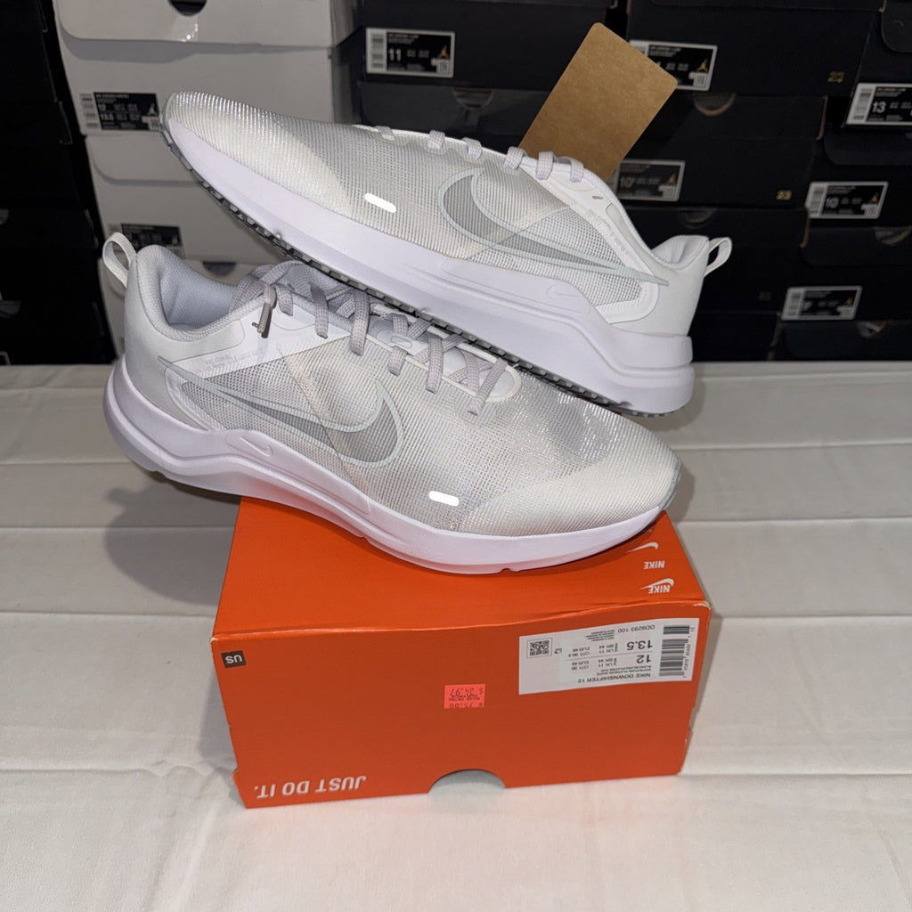 Nike Men's Downshifter 12 Running shoes White Platinum White Size 12 New