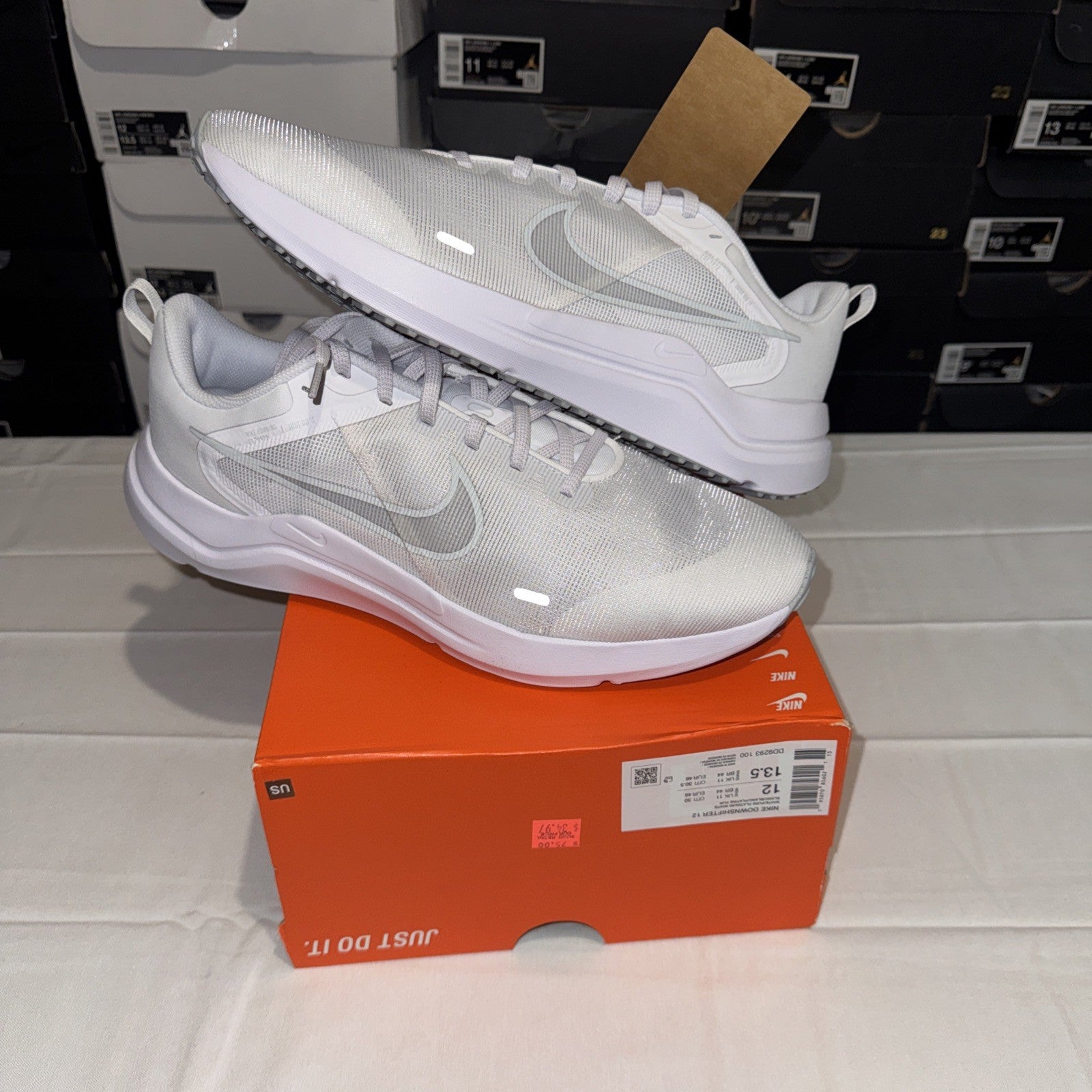 Nike Men's Downshifter 12 Running shoes White Platinum White Size 12 New