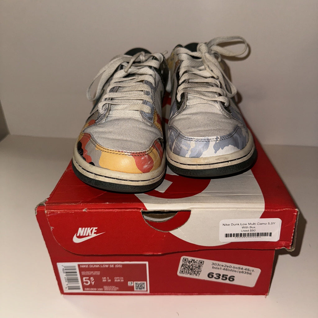 Nike Dunk Low SE Sail Multi-Camo DB1909-100 ( GS ) Size 5.5Y