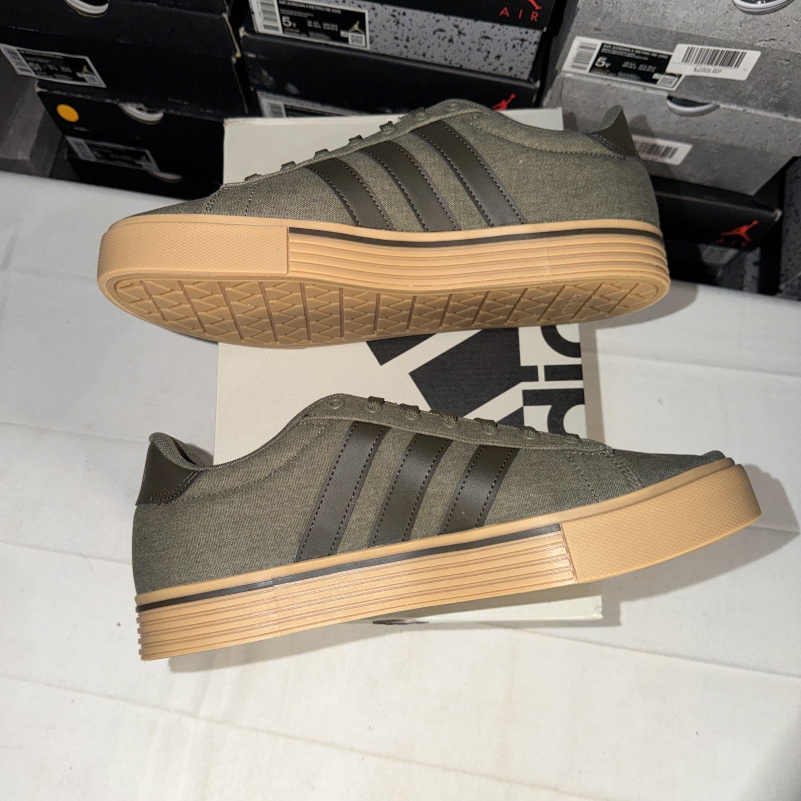 adidas Daily 4.0 Skateboarding Shoes Olive Green, Gum, Size 12 US IF4494