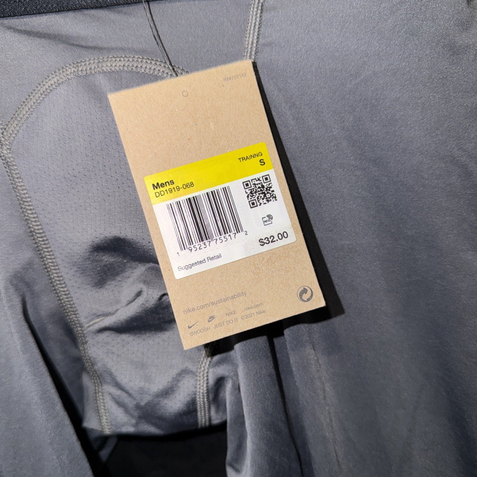 New Men's Nike Pro Full Length Dri-FIT Training Tights Grey Size S 0203