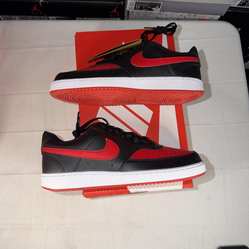 Nike Court Vision Low Top Shoes Black/Red, Size 7.5, FJ0685-010