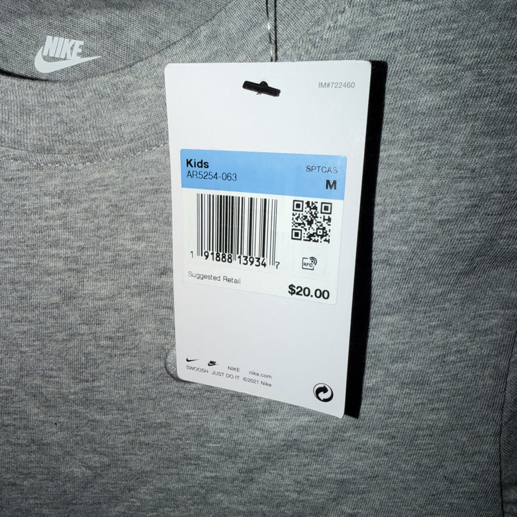 Nike Kids Medium Gray Cotton Athletic Tee with Swoosh Logo 0070-0077