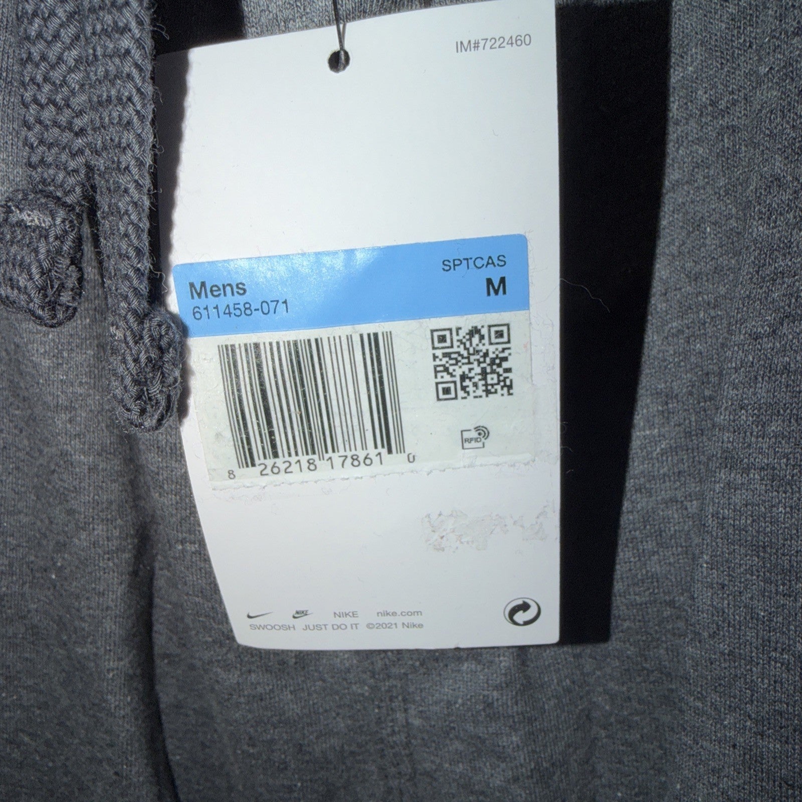 Nike Sweatpants Gray Sportswear Fleece Straight Wide Leg Men’s Medium 0086