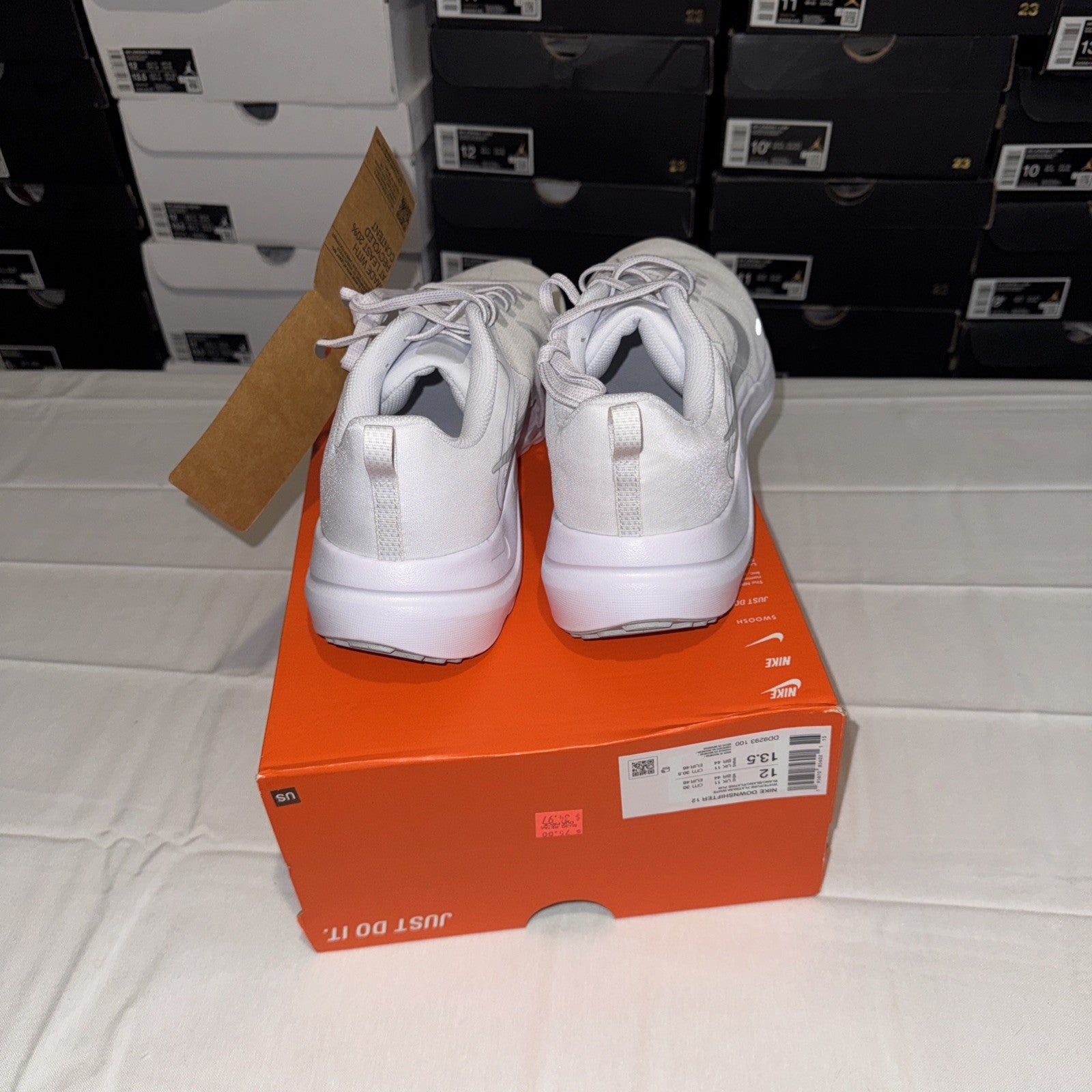 Nike Men's Downshifter 12 Running shoes White Platinum White Size 12 New