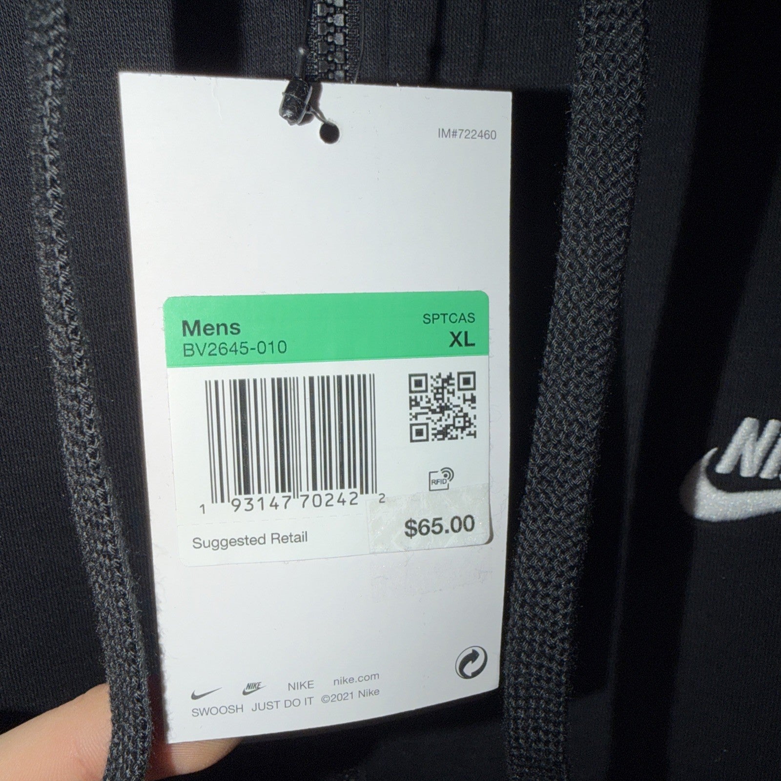 Nike Sportswear Club Fleece Full Zip Hoodie Sweatshirt Men’s XL Black 0146