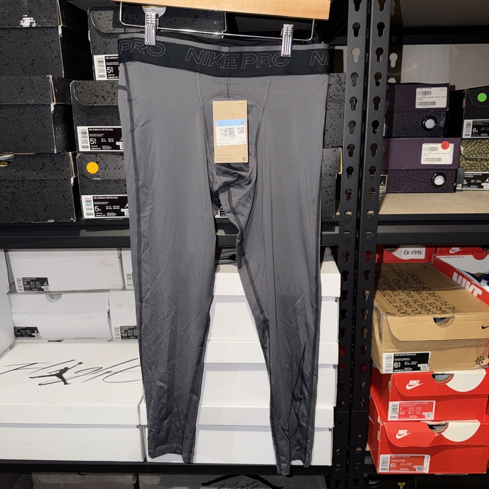 New Men's Nike Pro Full Length Dri-FIT Training Tights Grey Size M 0202