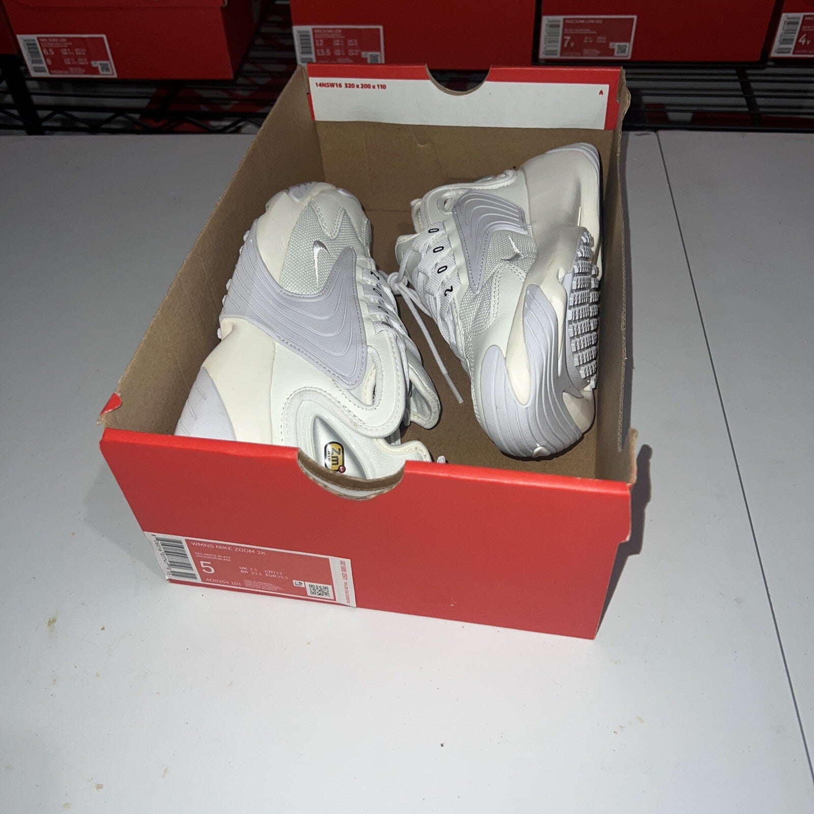 Size 5 - Nike Zoom 2K White Silver Womens Running Shoe