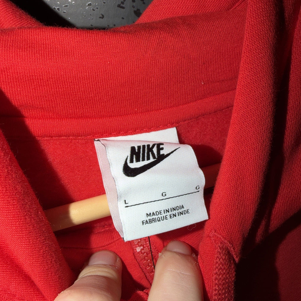 Nike Club Sweatshirt Hoodie Men’s full Zip, Large, University Red 0039-0040