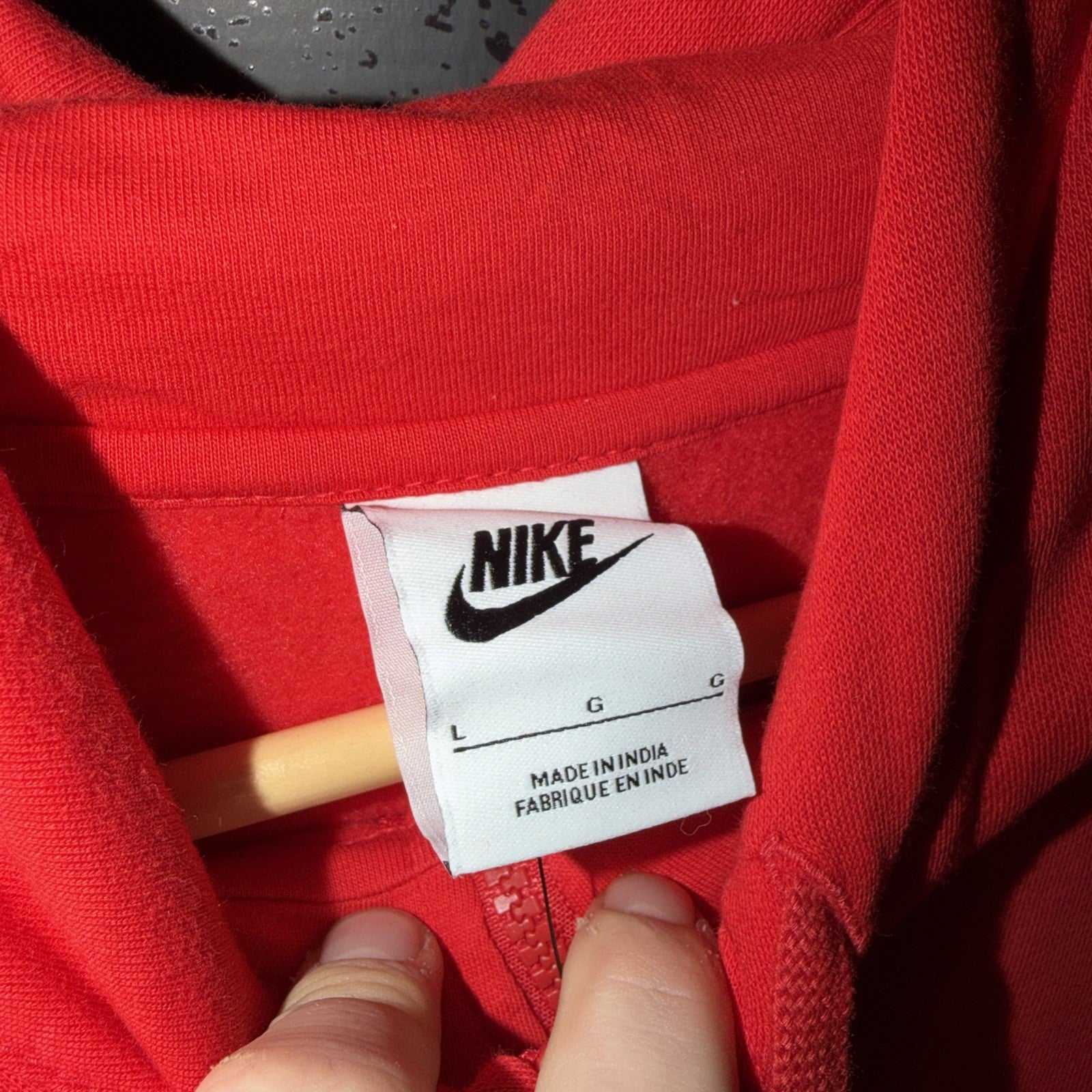 Nike Club Sweatshirt Hoodie Men’s full Zip, Large, University Red 0039-0040