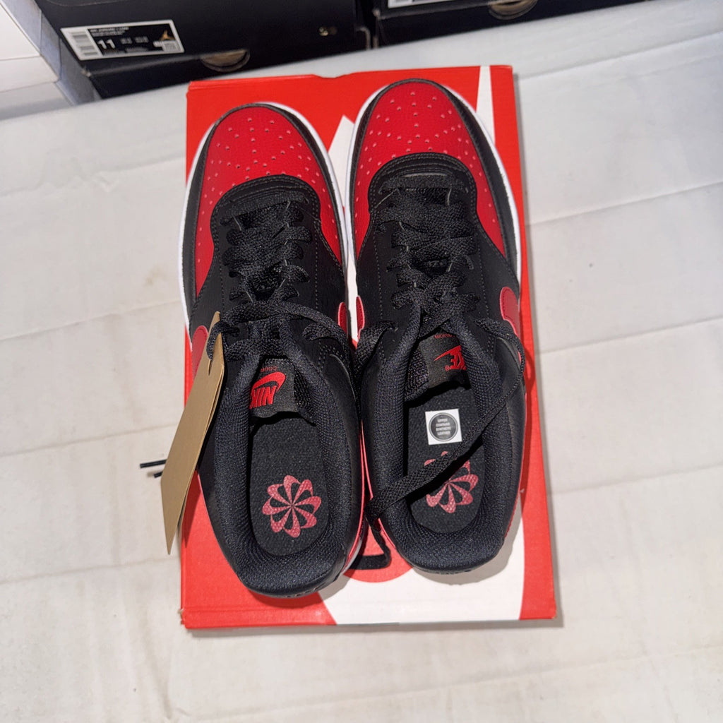 Nike Court Vision Low Top Shoes Black/Red, Size 8, FJ0685-010