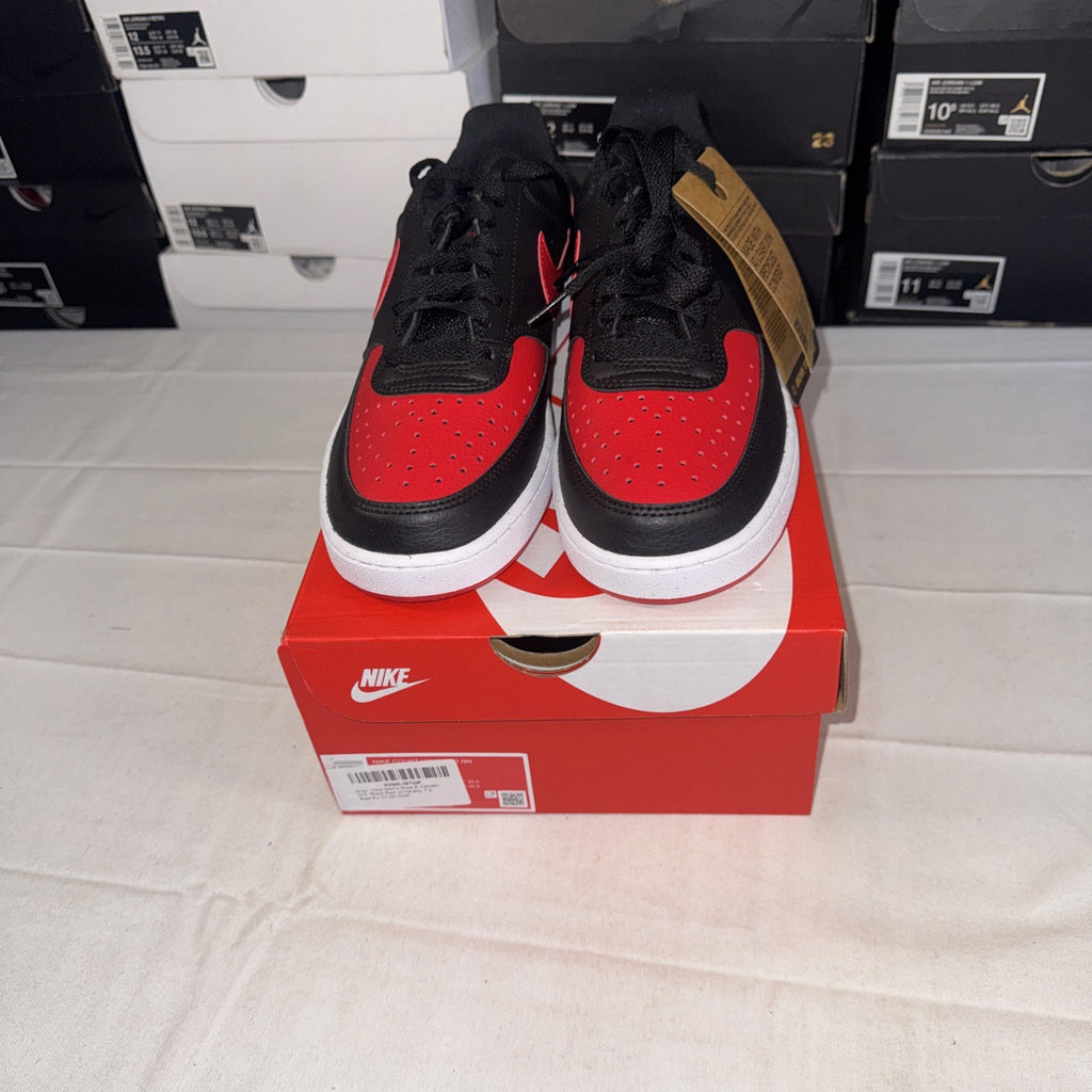 Nike Court Vision Low Top Shoes Black/Red, Size 7.5, FJ0685-010