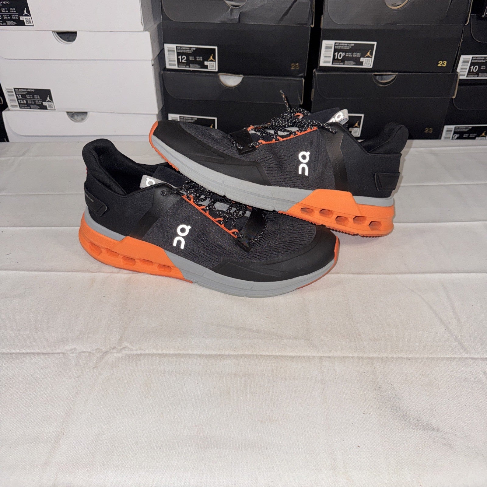 On Men's Cloudnova Flux Running Shoes Size 11, Orange/Black, 3MD10260666