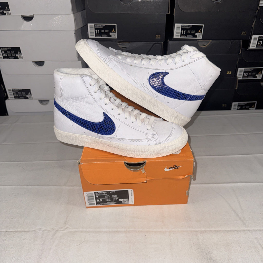 Nike Blazer Mid 77 Men's Sneakers Red/Blue Snakeskin Swoosh Size 7 CW7073-100