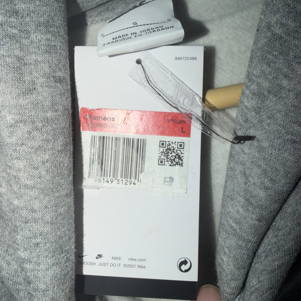 Nike Sportswear Gray Fleece Womens Oversized Pullover Hoodie Sz Large 0132