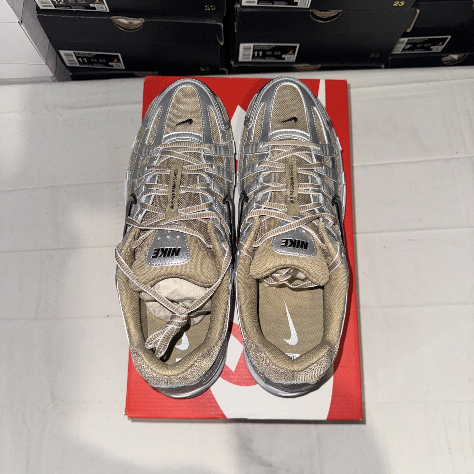 Nike P-6000 Khaki Metallic Silver HQ3030-200 Size 13